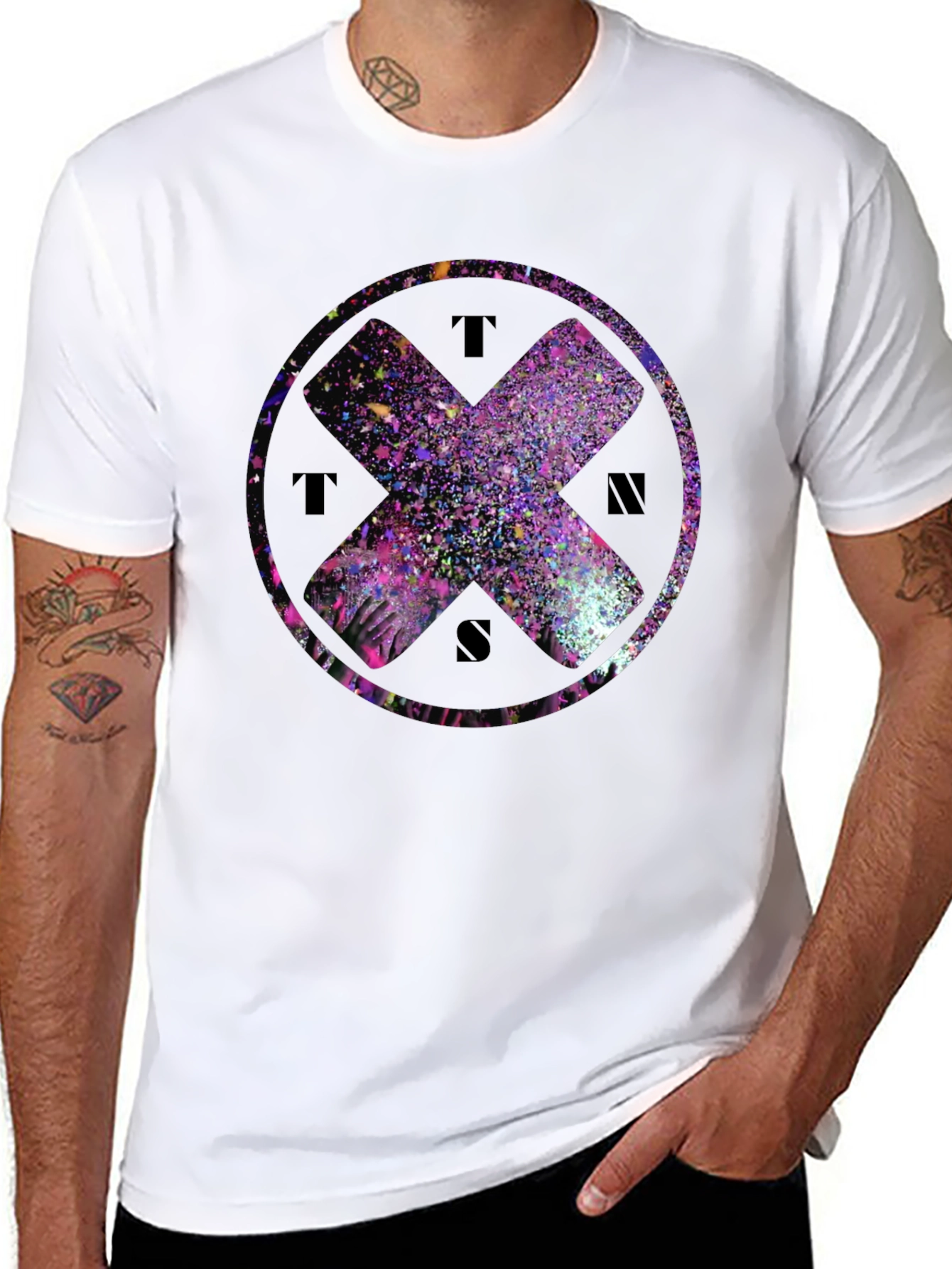 Abstract Cross Graphic Tee - Black Cotton Blend