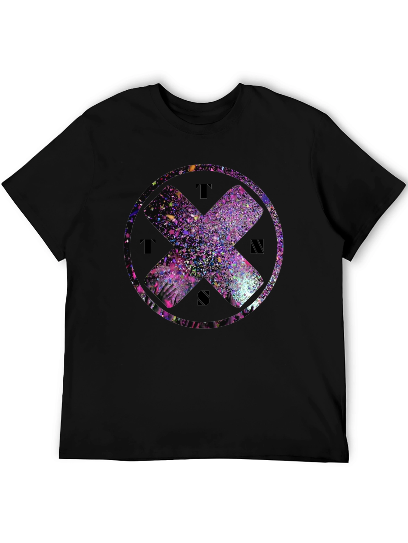 Abstract Cross Graphic Tee - Black Cotton Blend