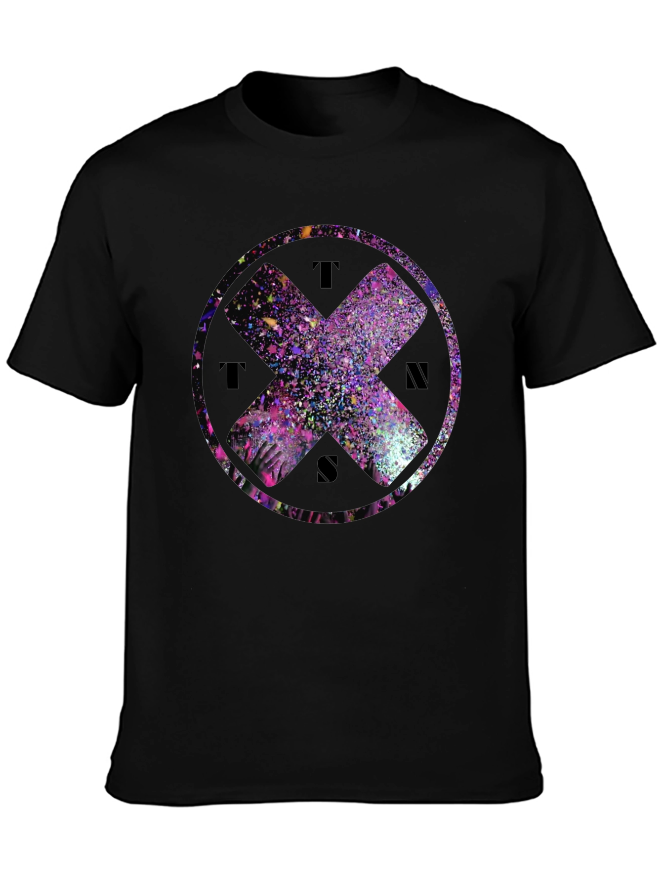 Abstract Cross Graphic Tee - Black Cotton Blend