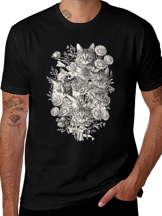 Cats & Flowers Graphic T-Shirt