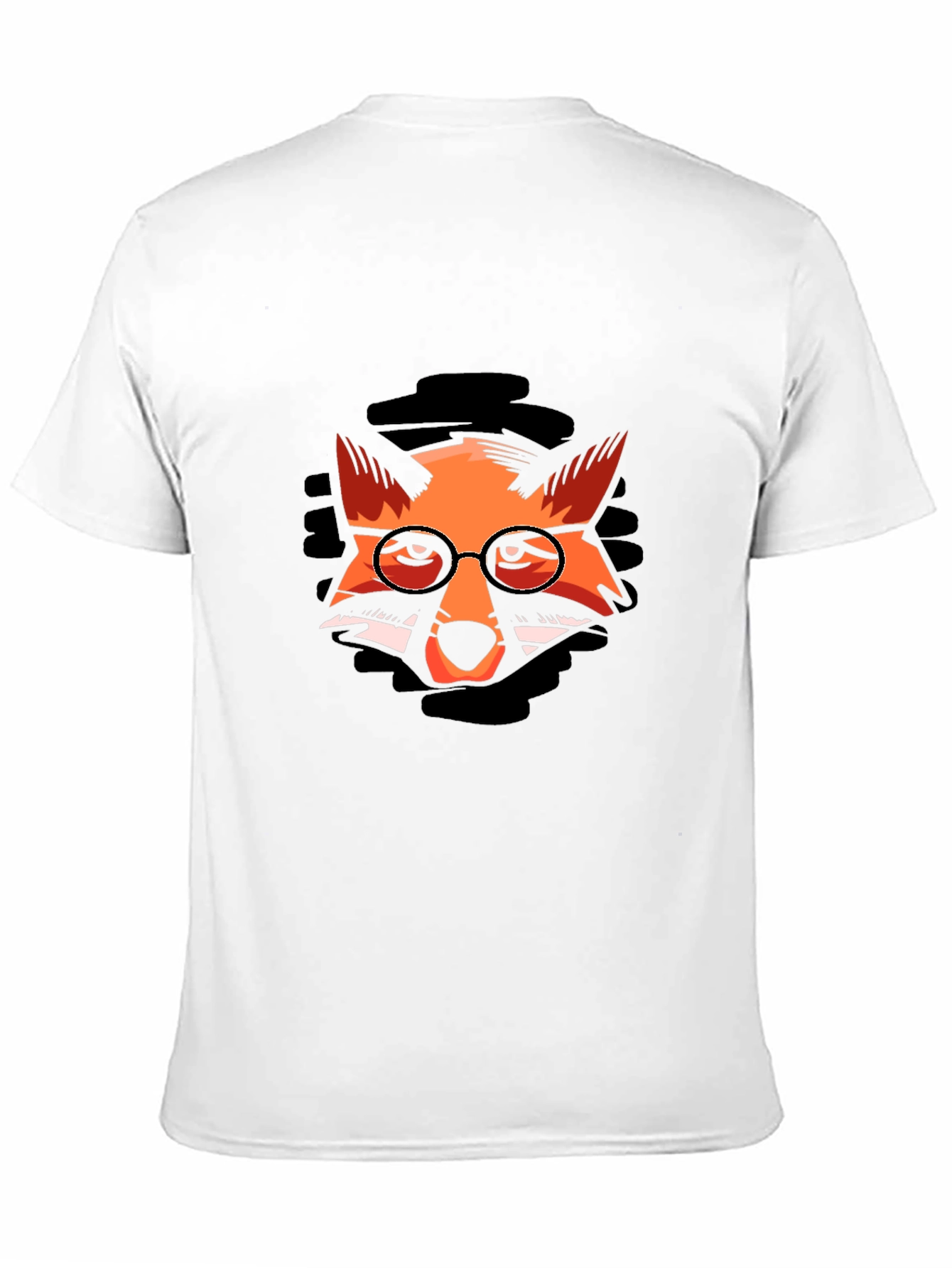 Fox with Glasses Graphic Black T-Shirt