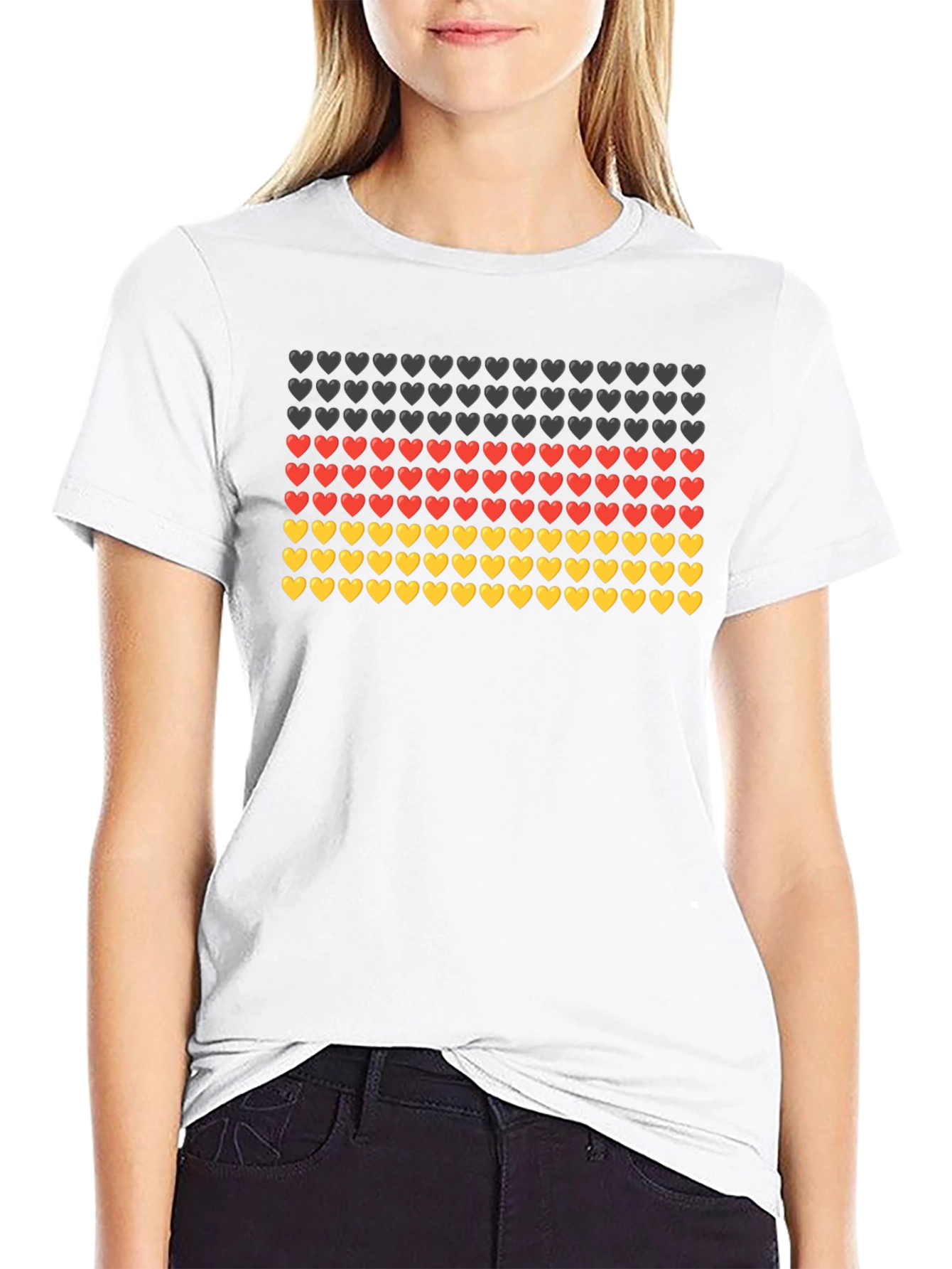 German Flag Hearts T-Shirt - Black