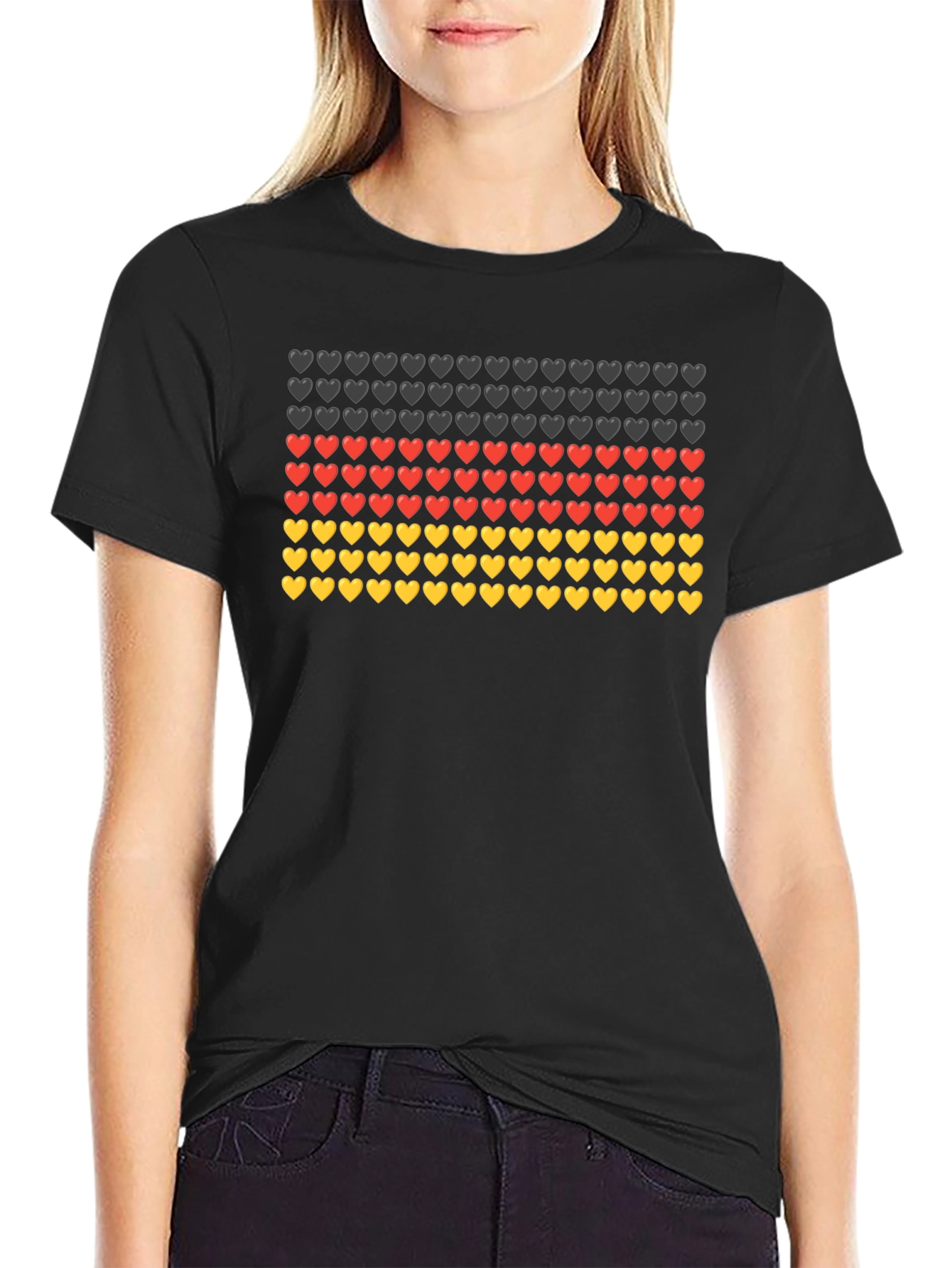 German Flag Hearts T-Shirt - Black