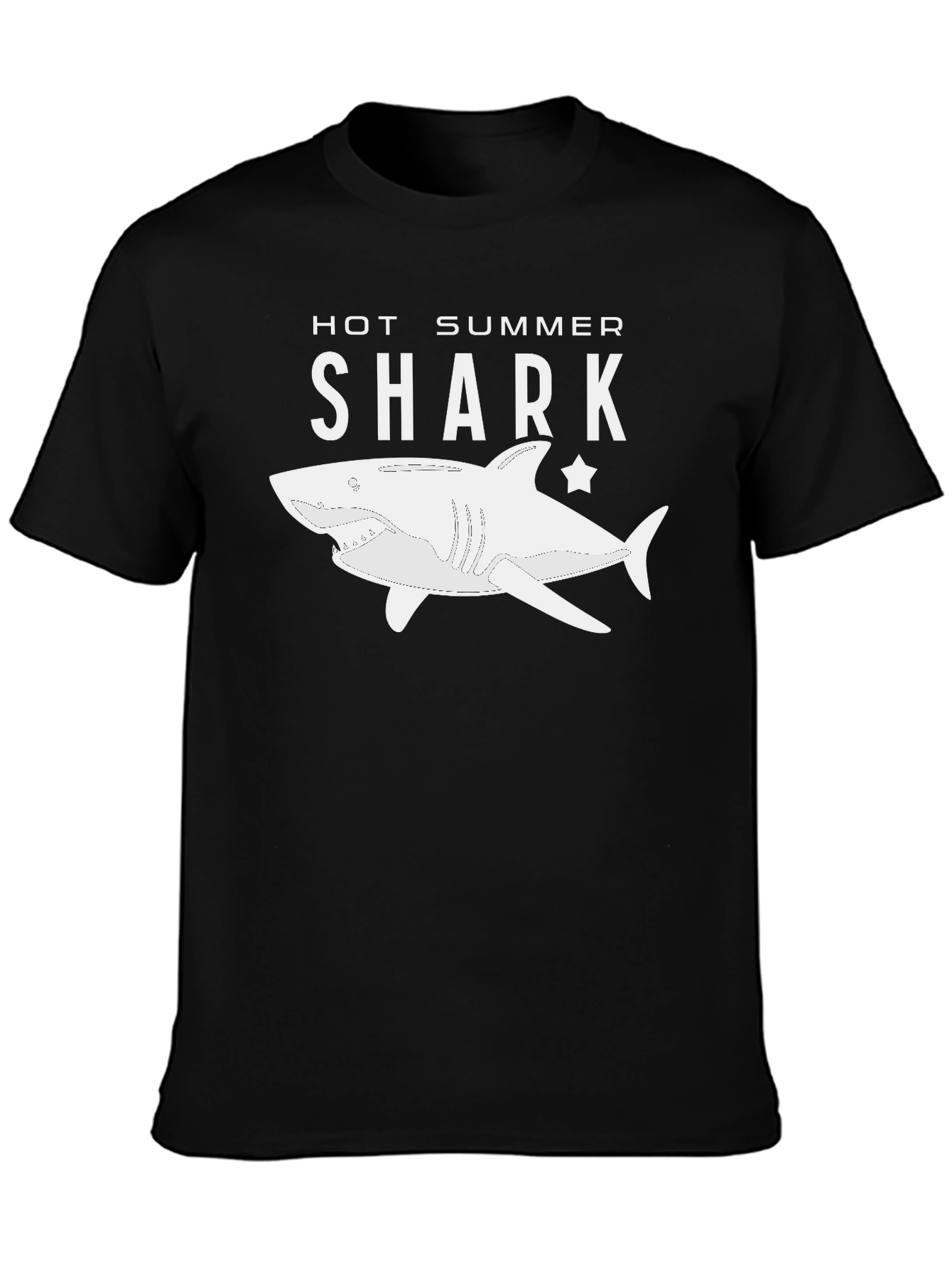 Hot Summer Shark Graphic Tee - Black