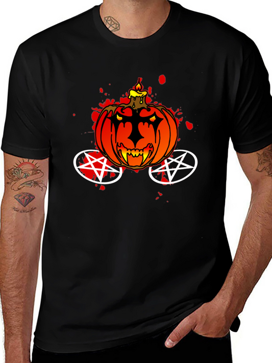 Halloween Pumpkin Pentagram Black T-Shirt