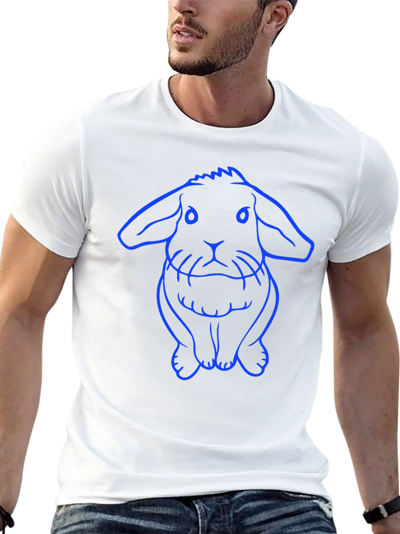 Rabbit Graphic Tee - Black Cotton Casual Wear