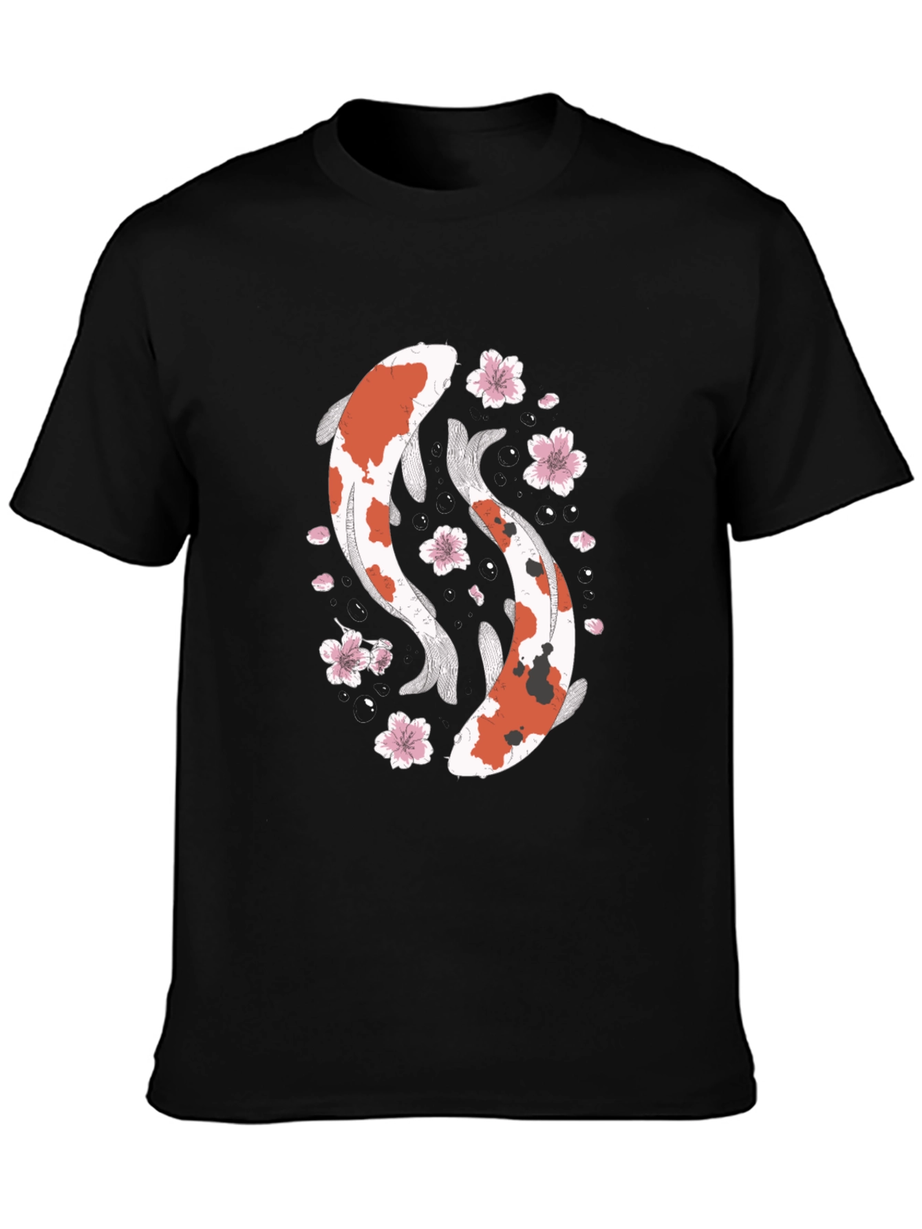 Koi Fish Graphic T-Shirt - Black Cotton Tee