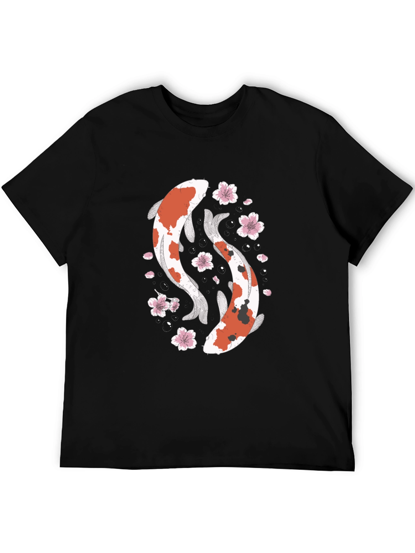 Koi Fish Graphic T-Shirt - Black Cotton Tee