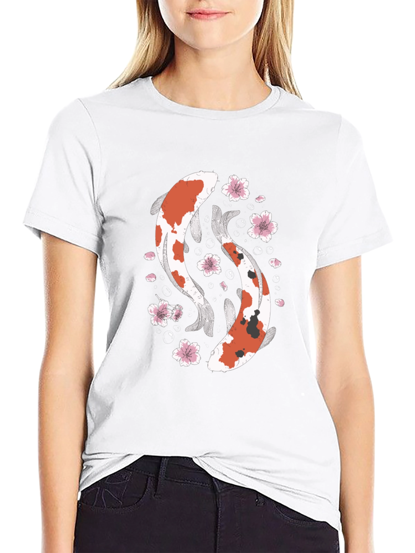 Koi Fish Graphic T-Shirt - Black Cotton Tee