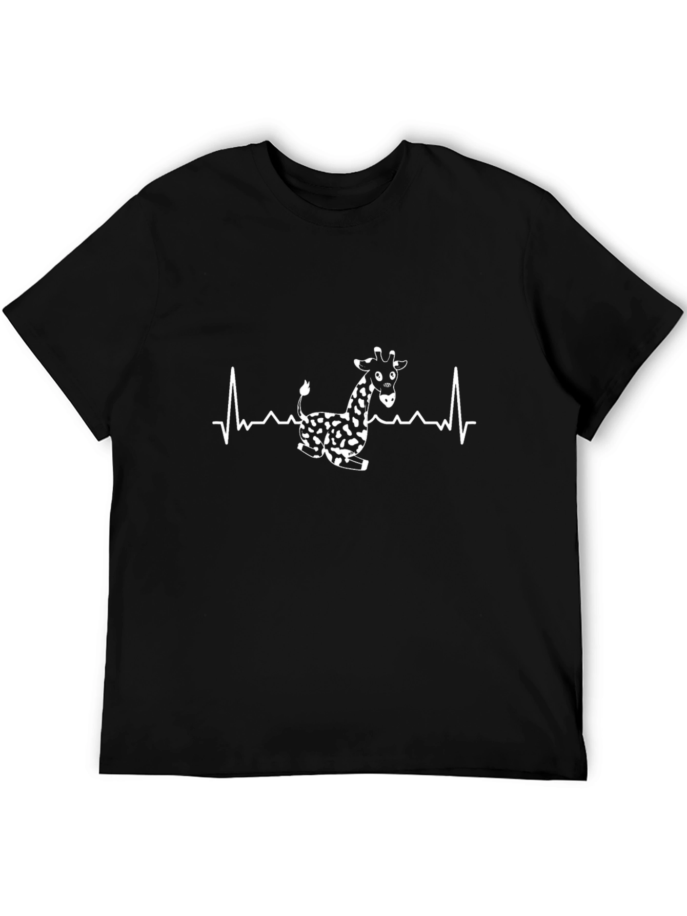 Giraffe Heartbeat Graphic Tee - Black