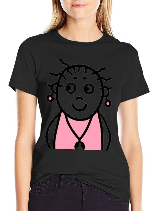 Fun Cartoon Graphic Print Black T-Shirt