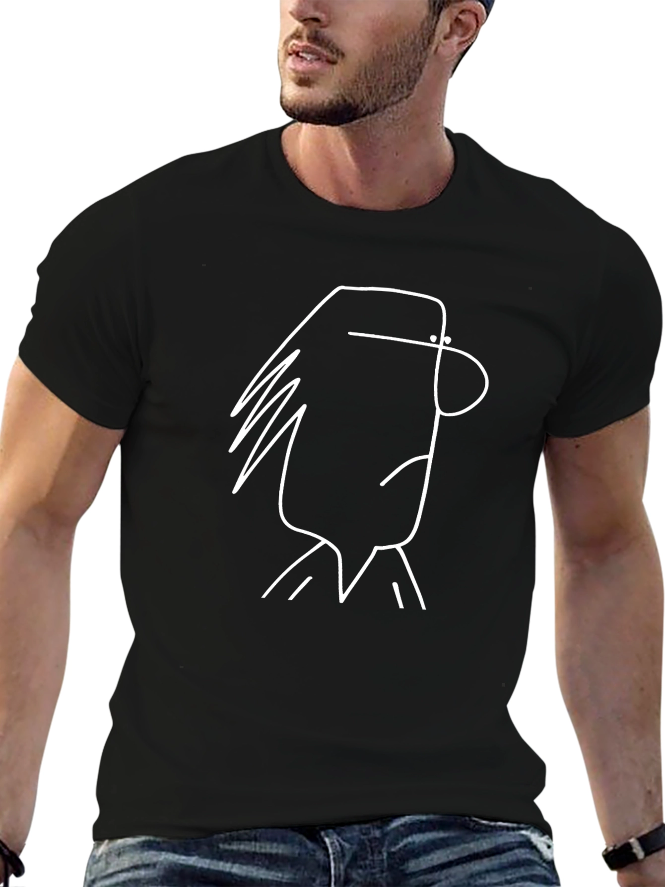 Abstract Cartoon Graphic Black T-Shirt
