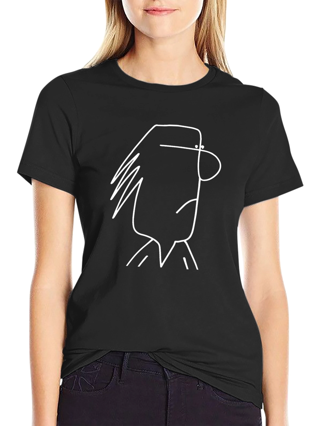 Abstract Cartoon Graphic Black T-Shirt