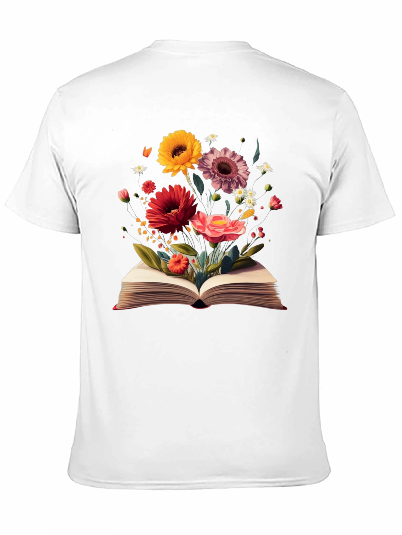 Floral Book T-Shirt - Literary Garden Design