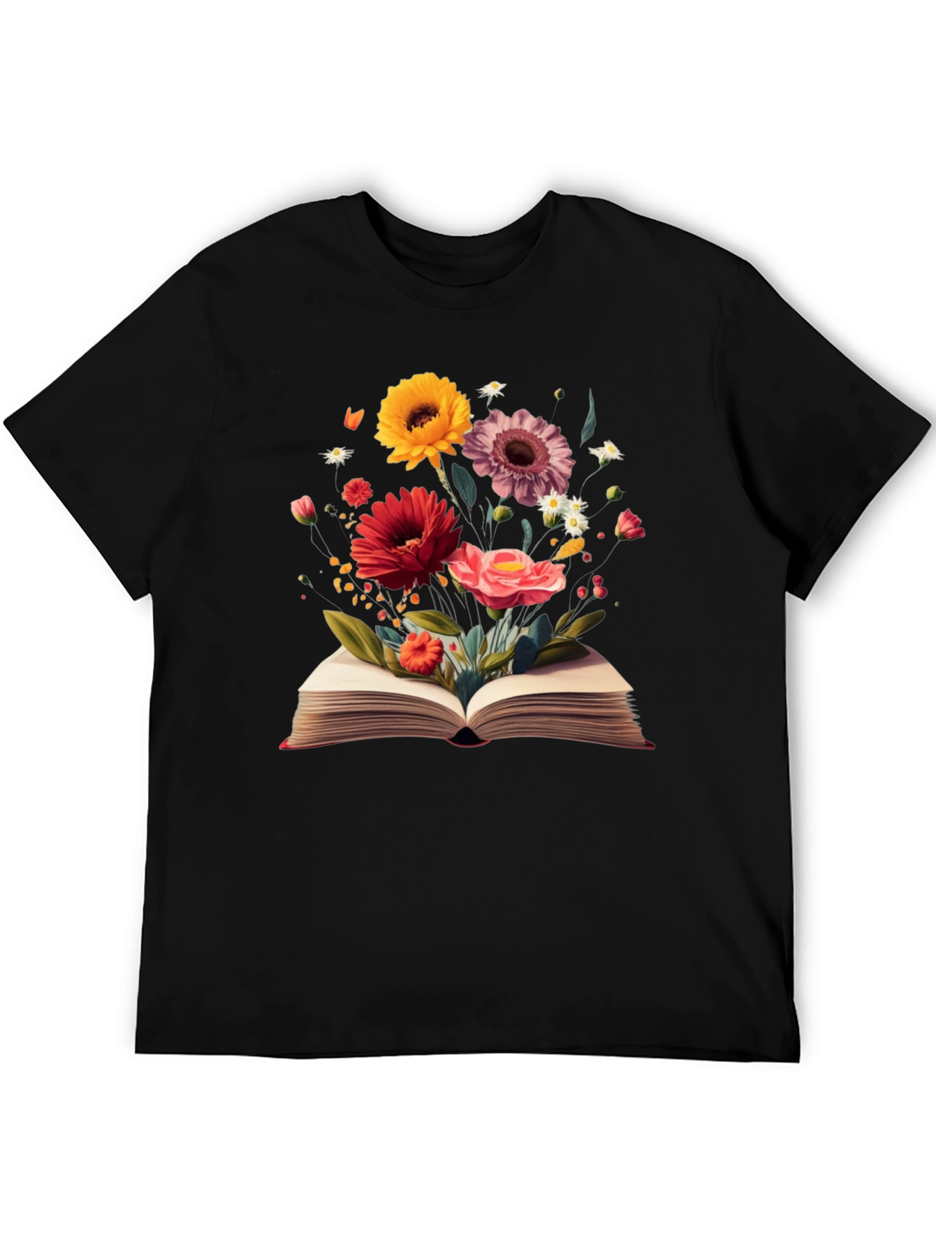 Floral Book T-Shirt - Literary Garden Design