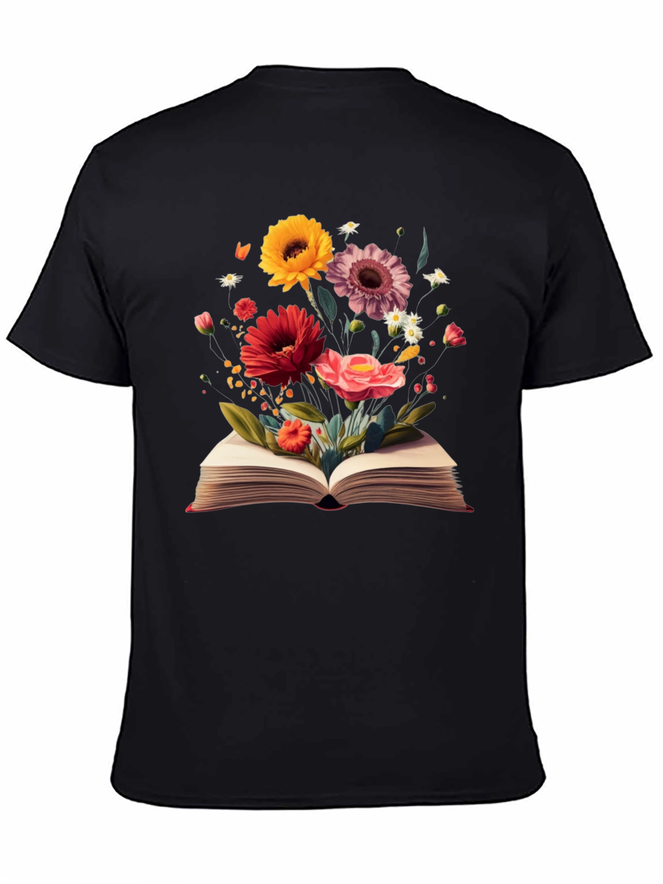 Floral Book T-Shirt - Literary Garden Design