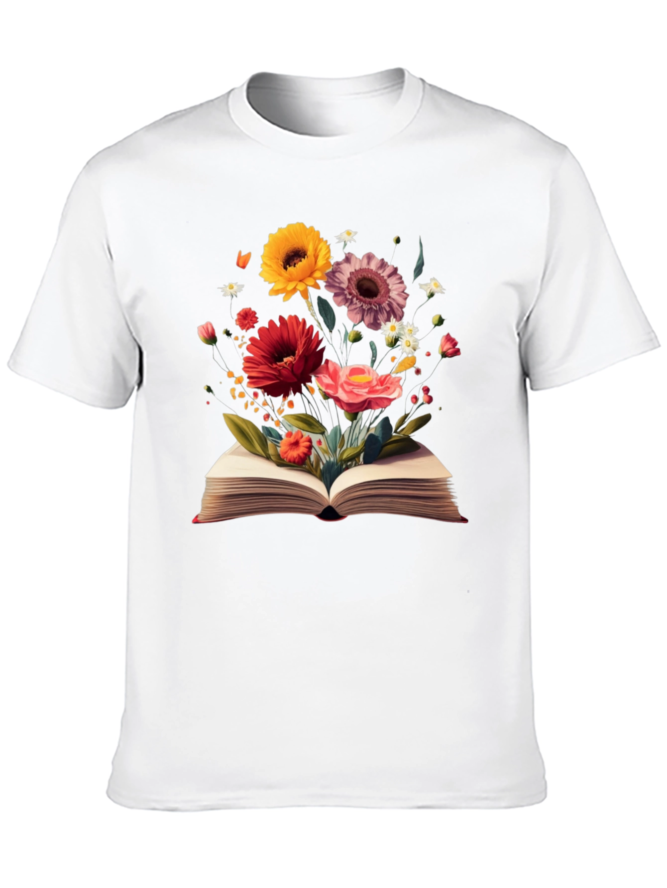 Floral Book T-Shirt - Literary Garden Design
