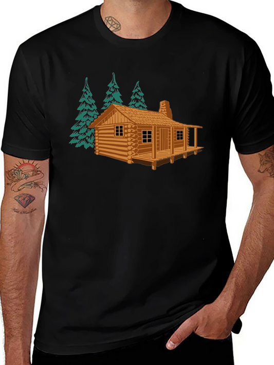 Cabin in the Woods Graphic Tee - Black Cotton Blend