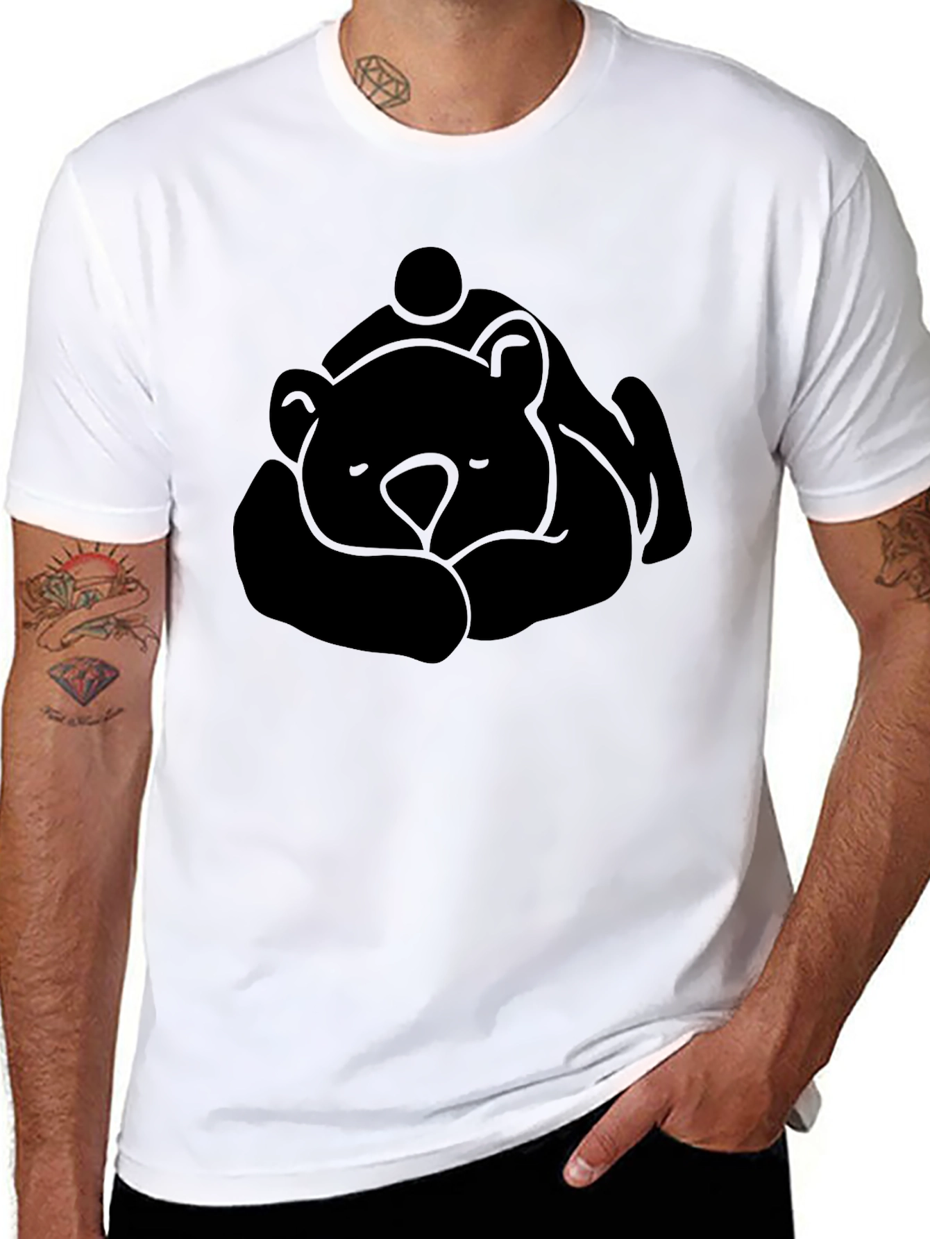 Bear Hug Graphic Black T-Shirt