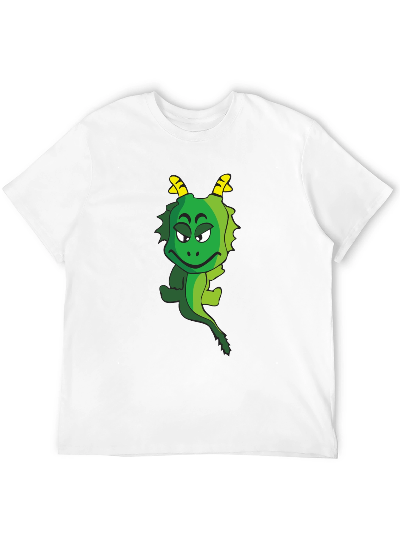 Funny Cartoon Dragon Graphic Tee - Black