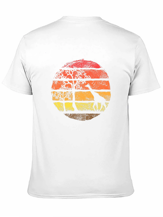 Giraffe Sunset Graphic Tee - Black T-Shirt