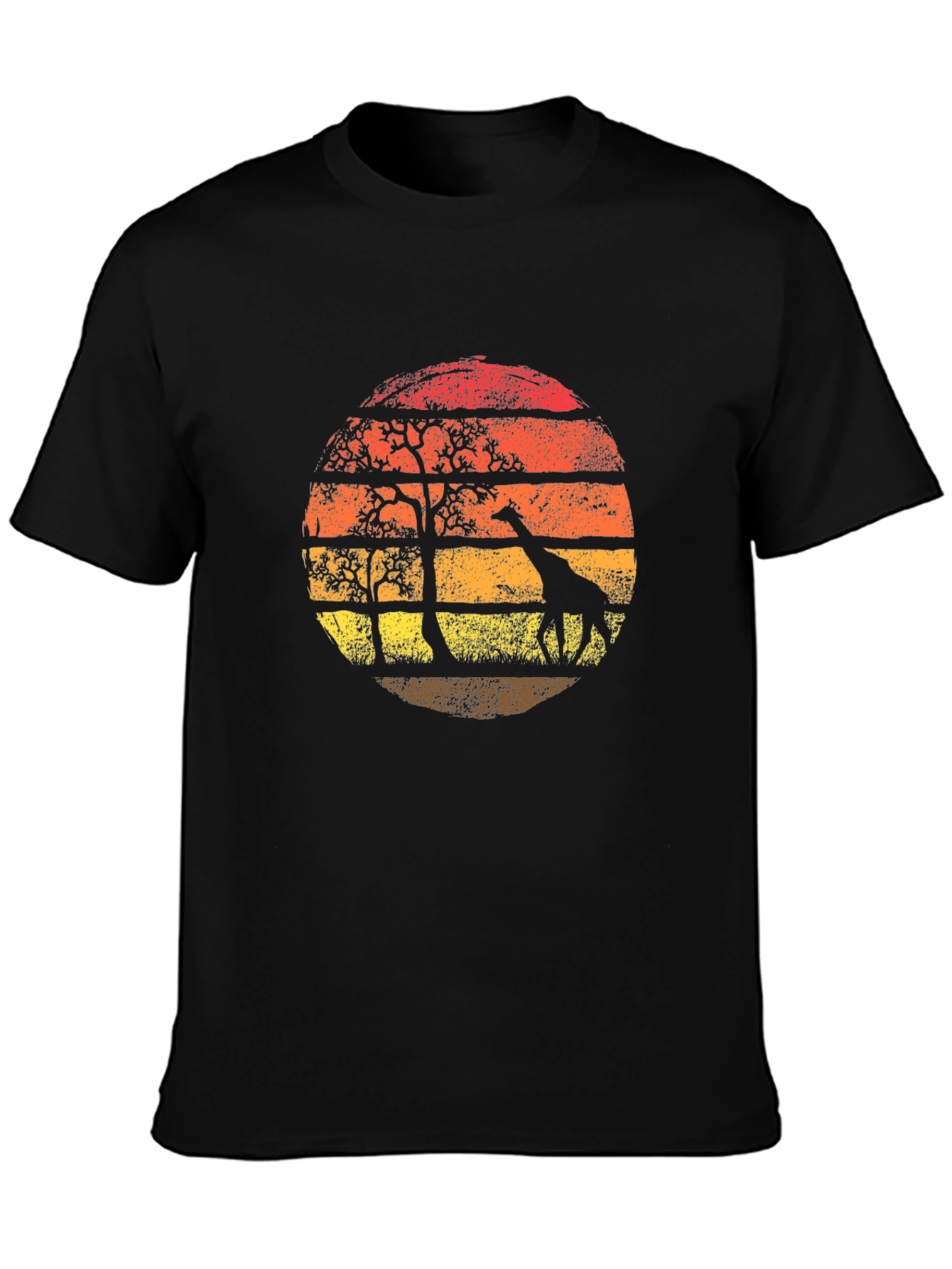 Giraffe Sunset Graphic Tee - Black T-Shirt