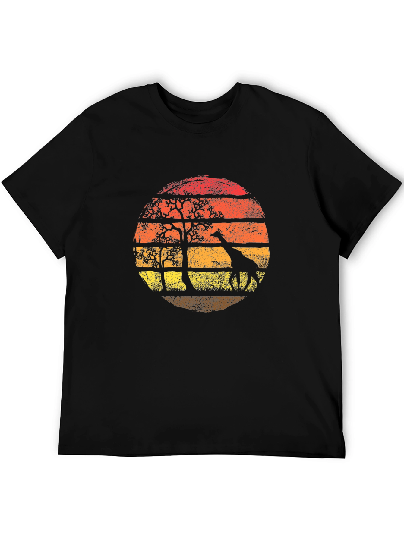 Giraffe Sunset Graphic Tee - Black T-Shirt