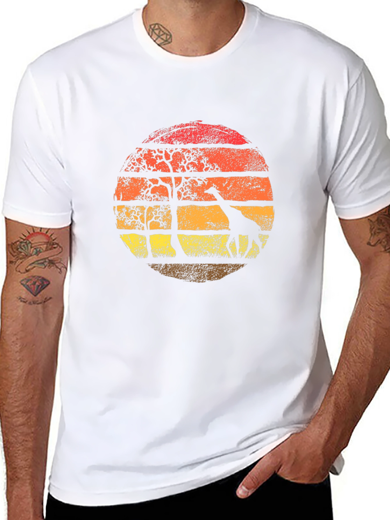 Giraffe Sunset Graphic Tee - Black T-Shirt