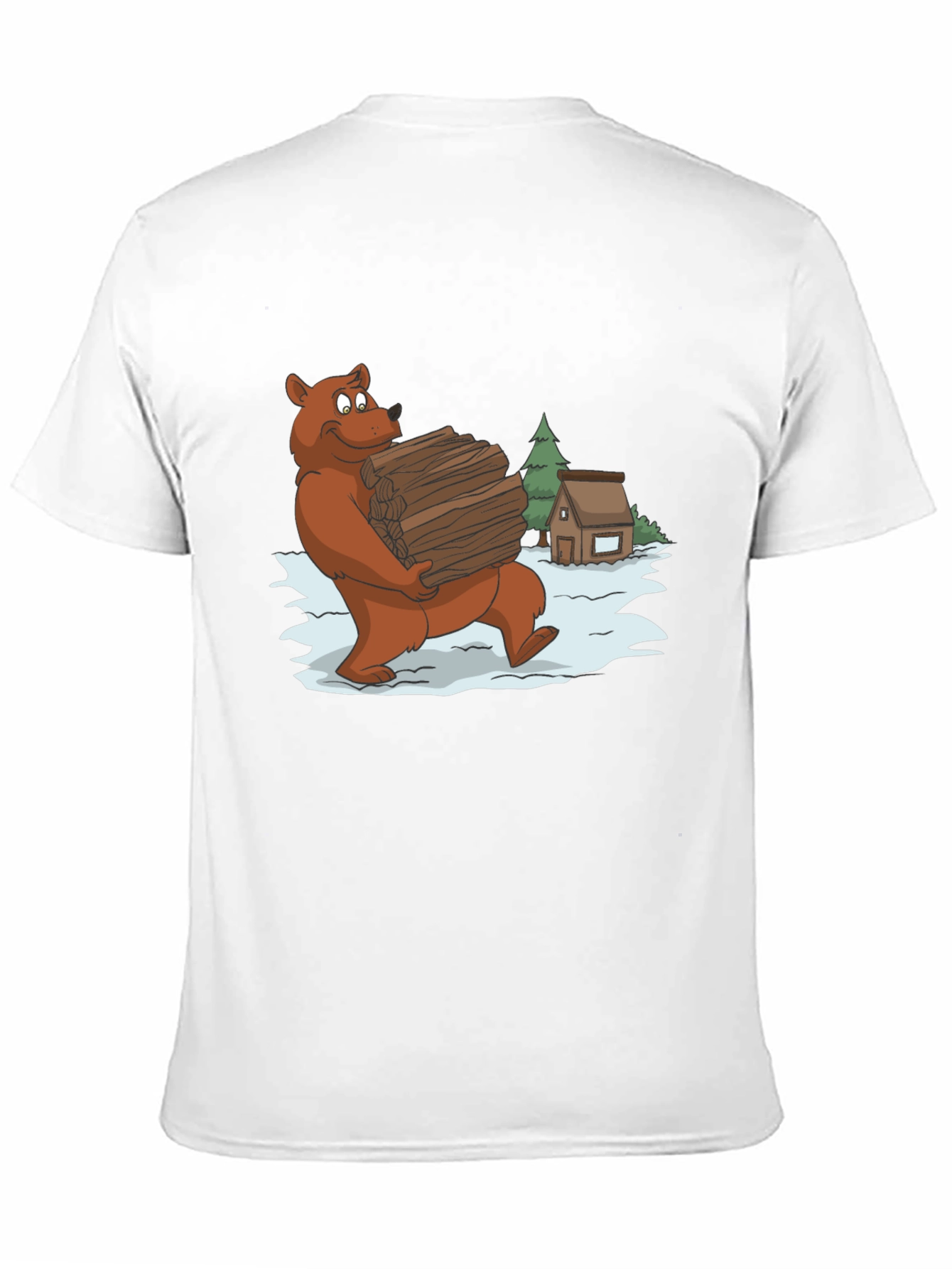 Bear Carrying Wood Graphic Tee - Black