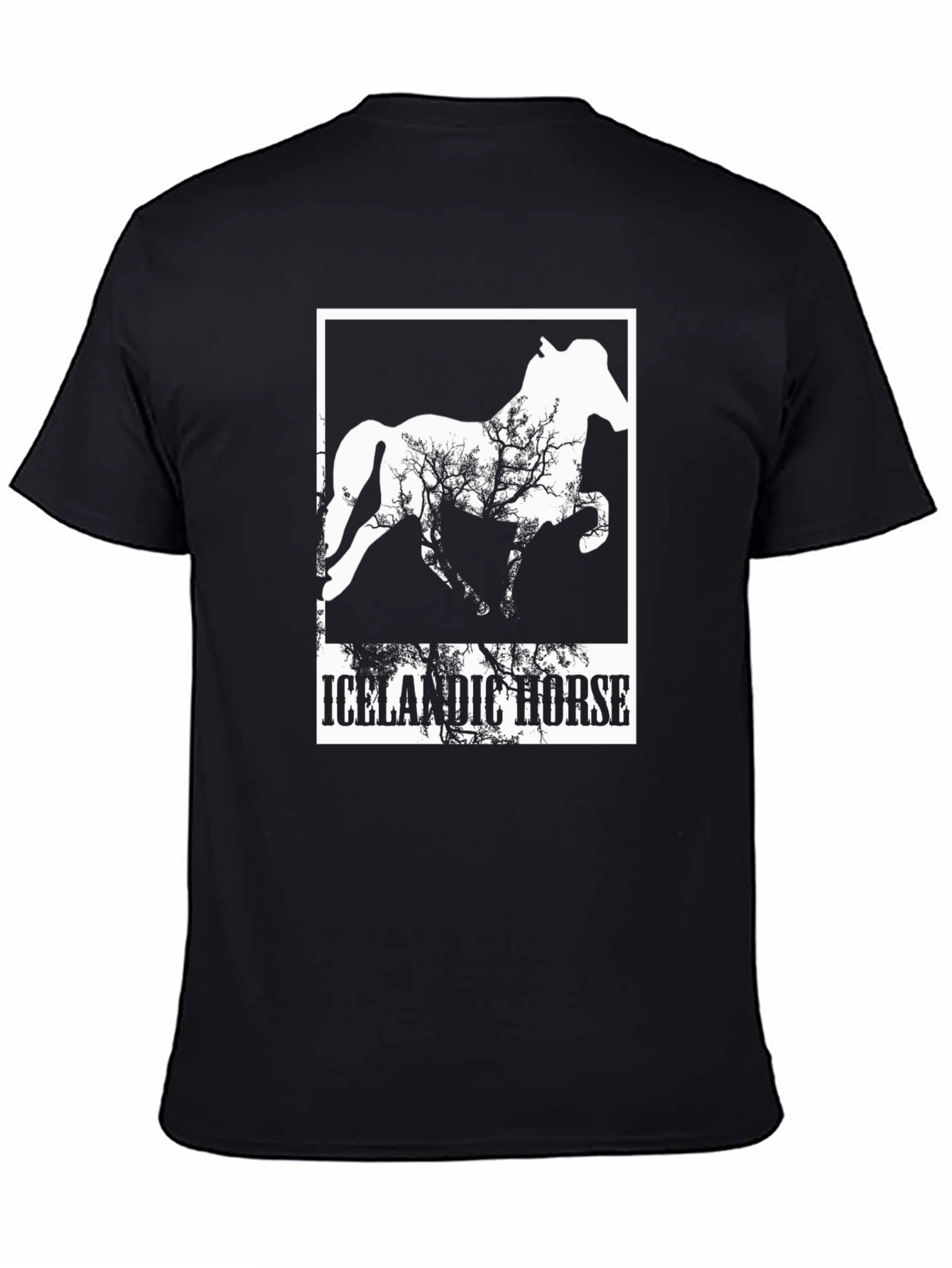 Icelandic Horse Graphic Tee - Black Cotton T-Shirt