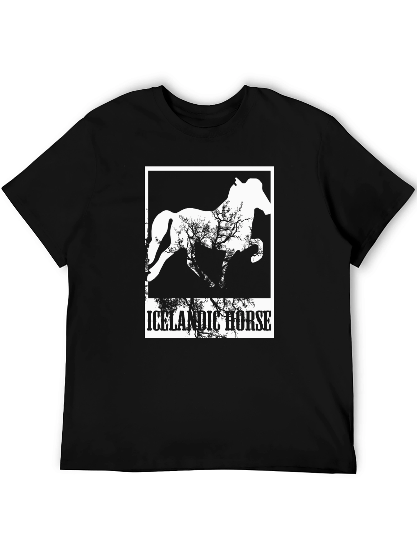 Icelandic Horse Graphic Tee - Black Cotton T-Shirt