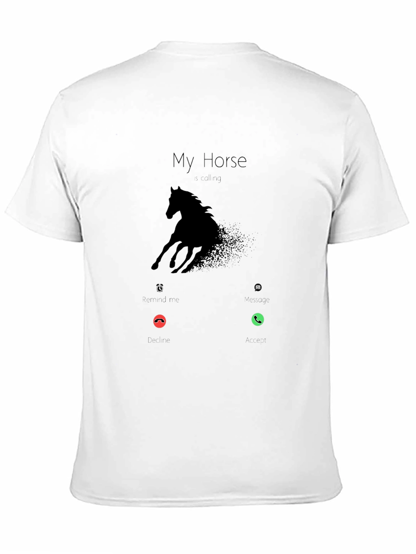 My Horse is Calling Mens Black Graphic Tee