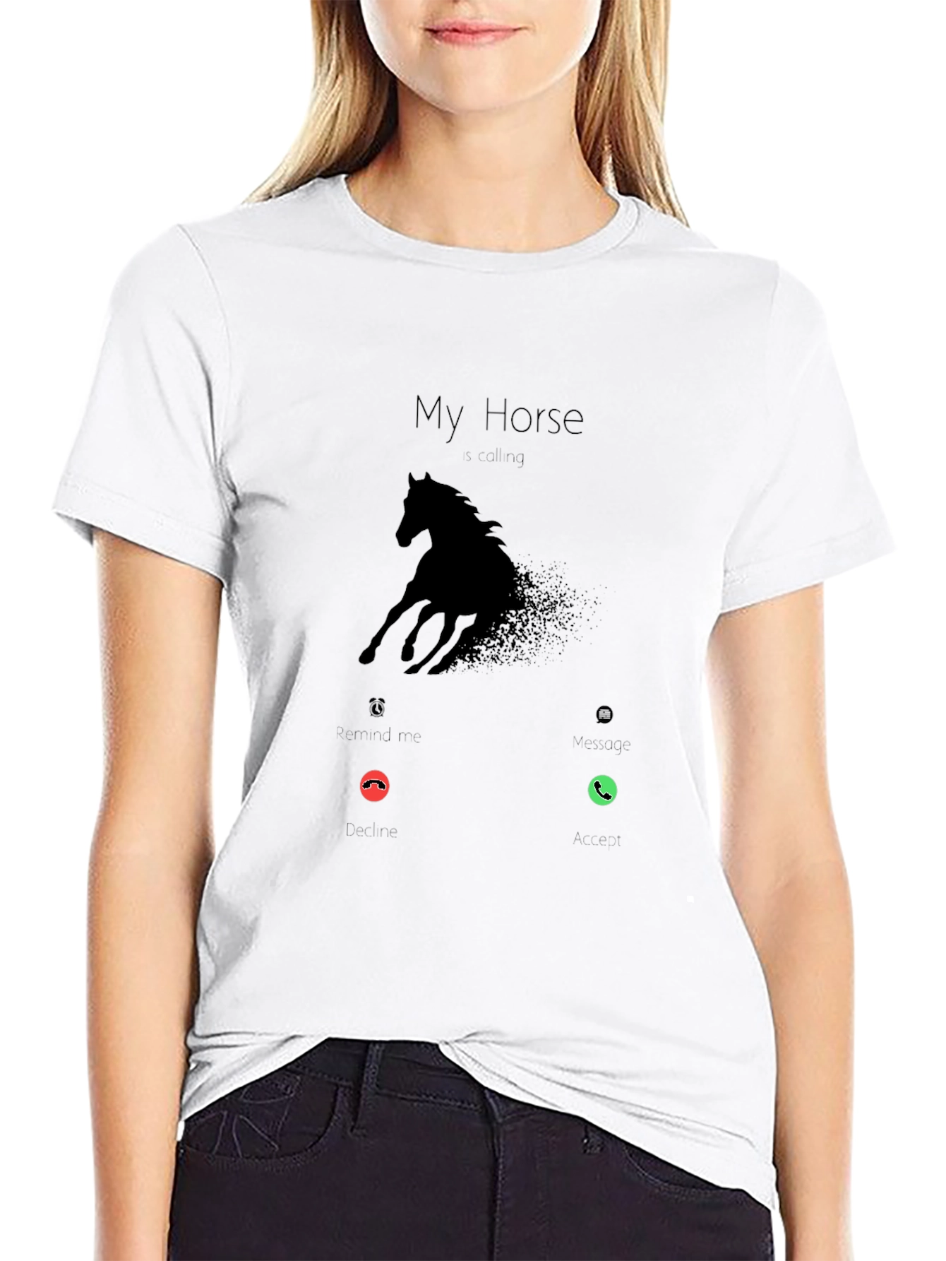 My Horse is Calling Mens Black Graphic Tee