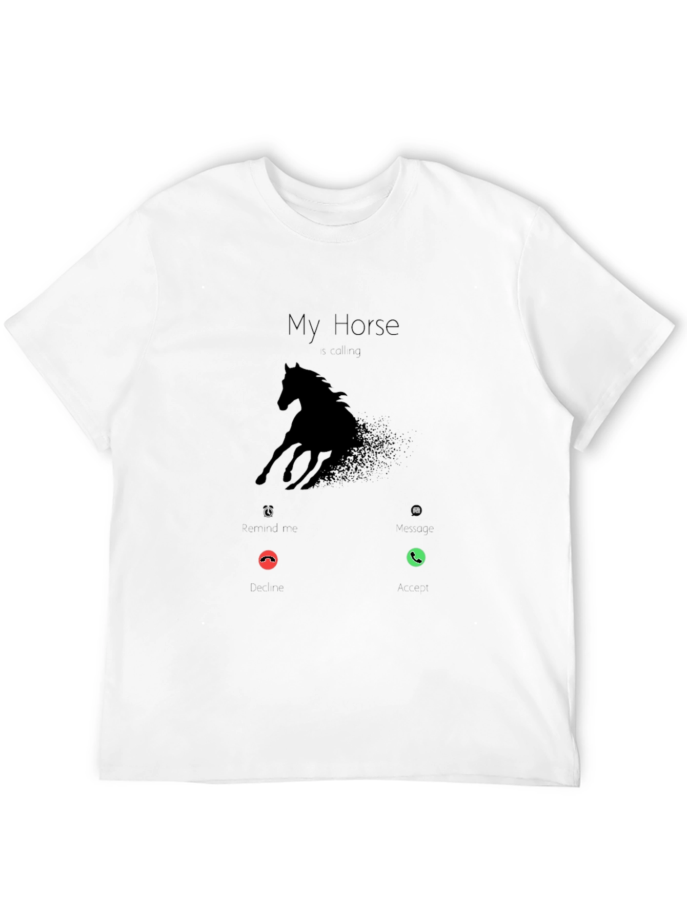 My Horse is Calling Mens Black Graphic Tee