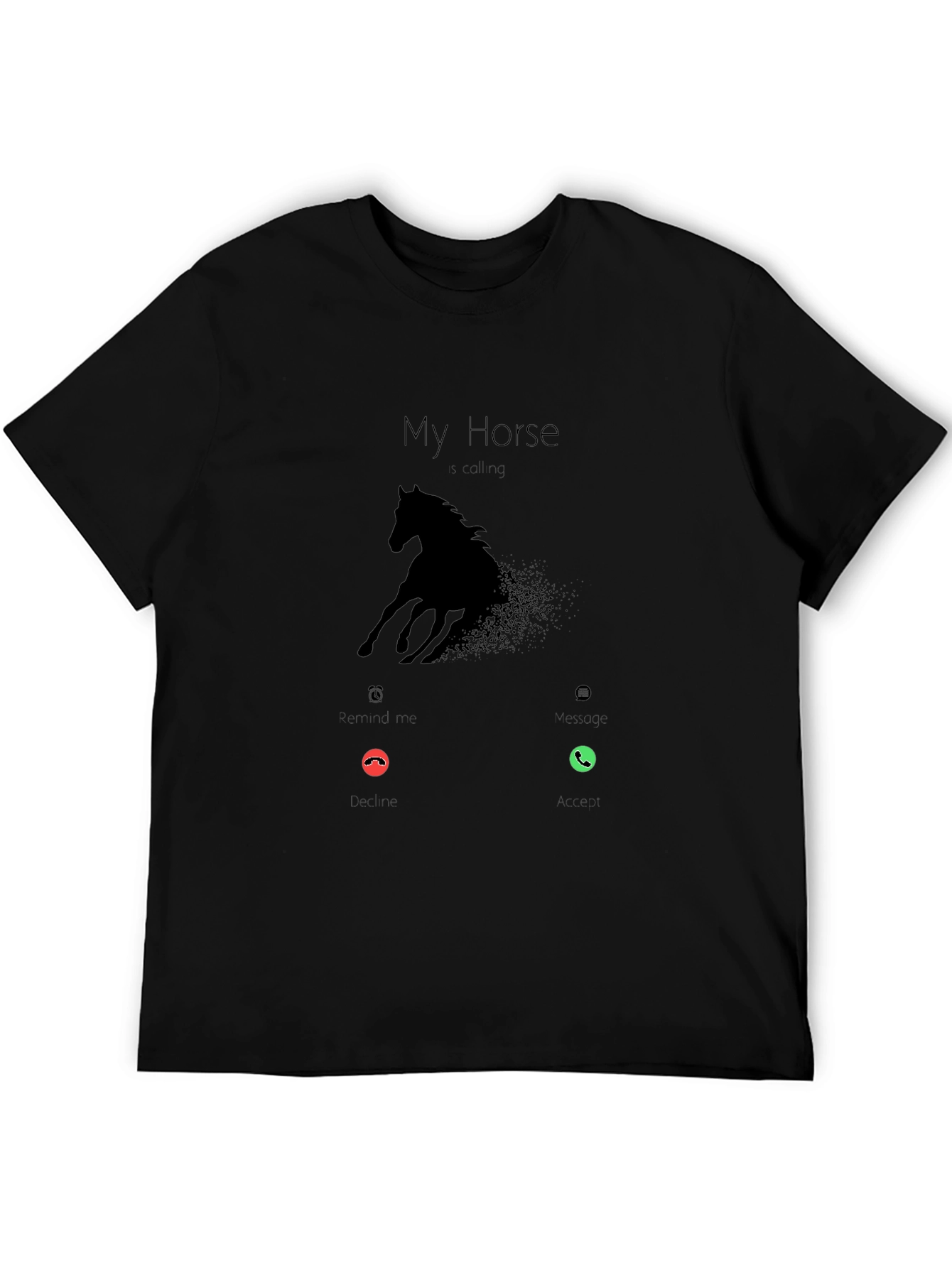My Horse is Calling Mens Black Graphic Tee