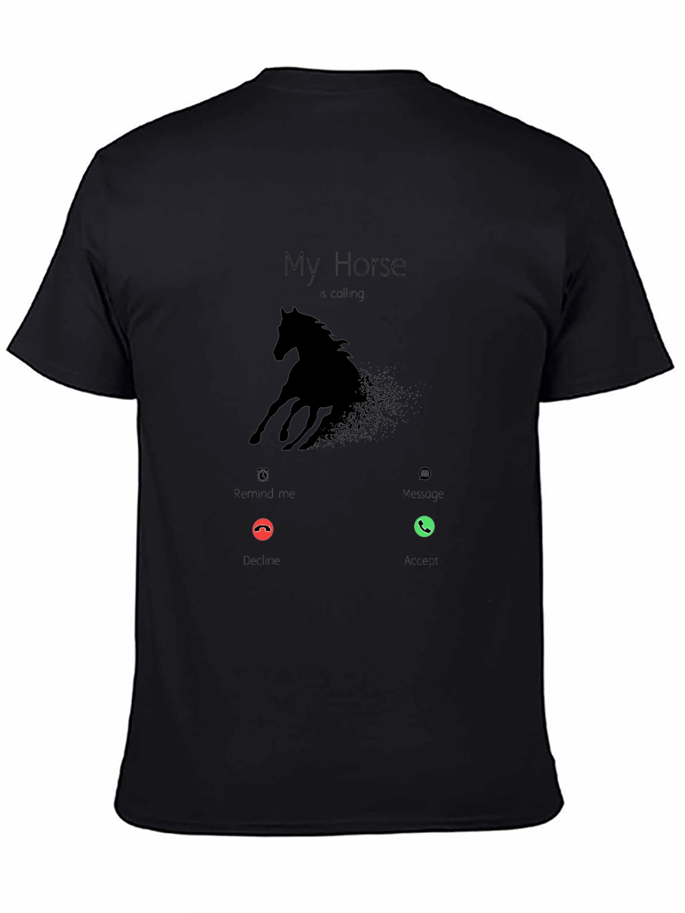 My Horse is Calling Mens Black Graphic Tee