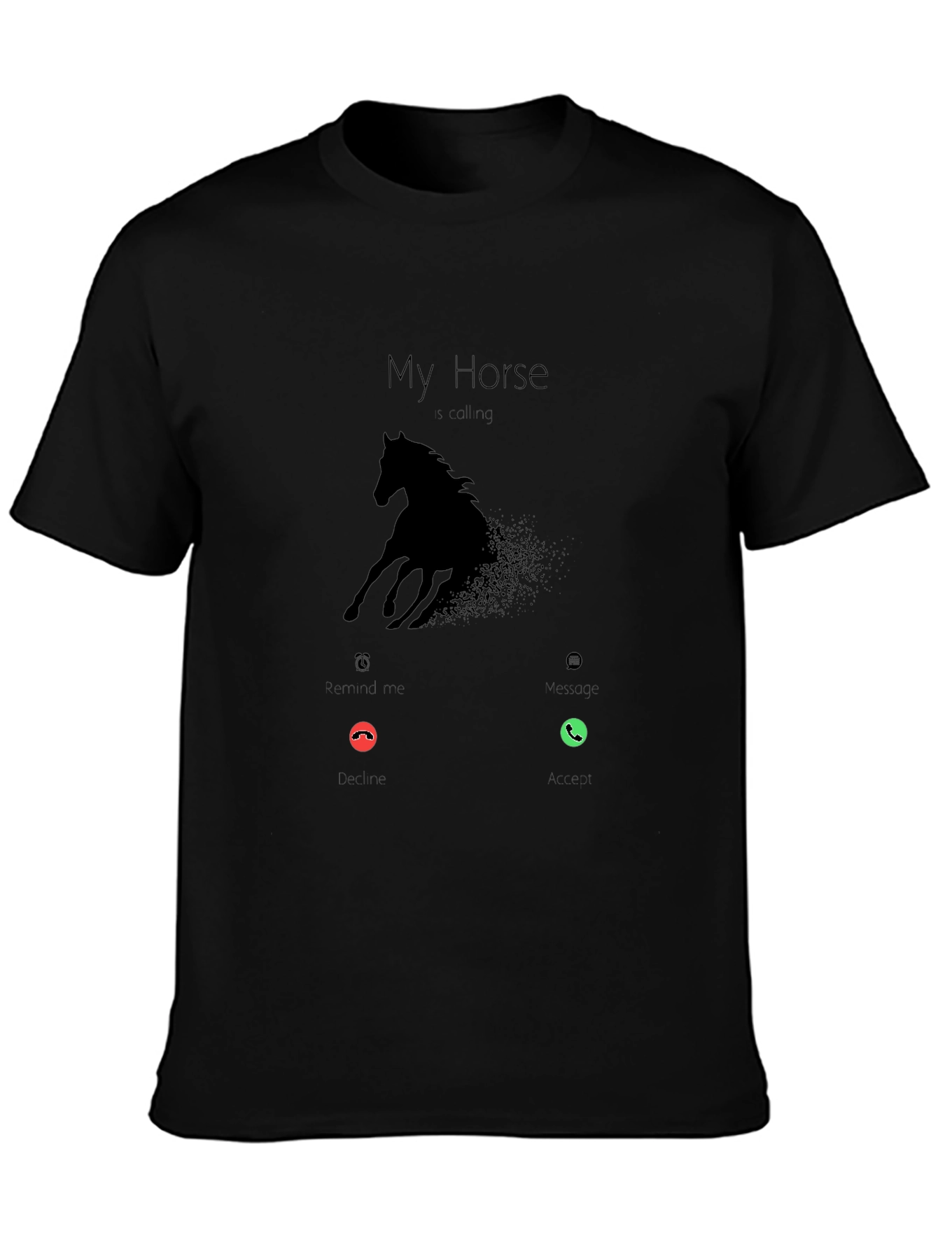 My Horse is Calling Mens Black Graphic Tee