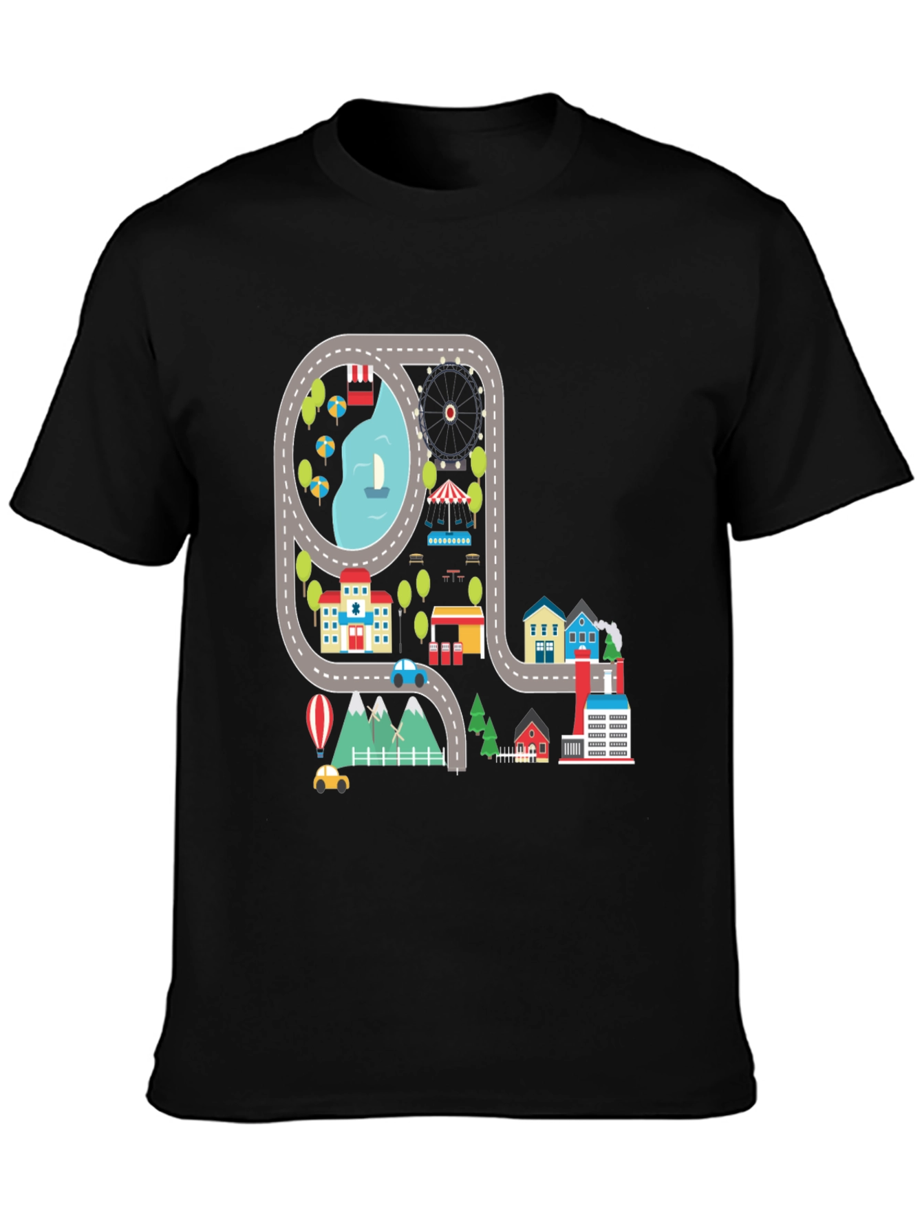 Road Map Cityscape Graphic Tee - Unique Design