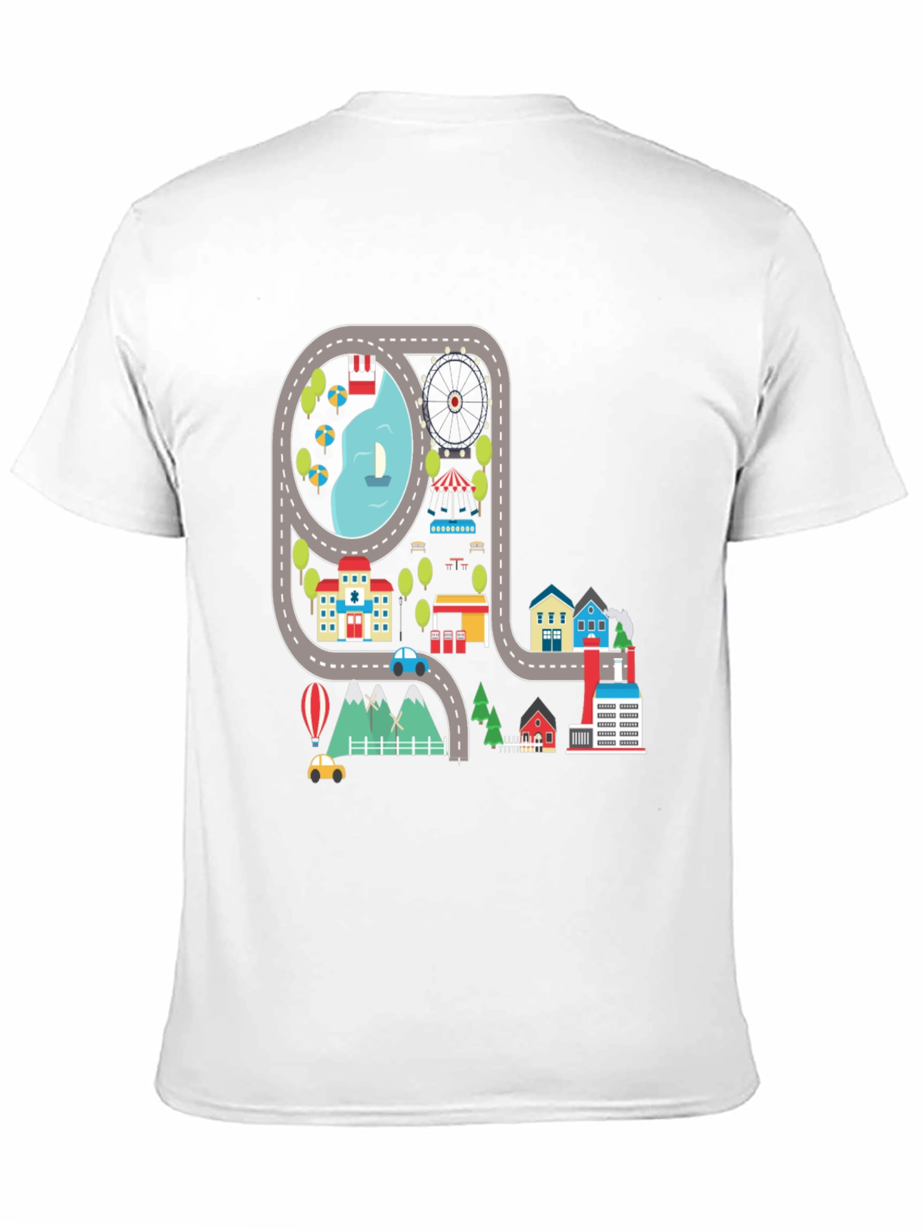 Road Map Cityscape Graphic Tee - Unique Design