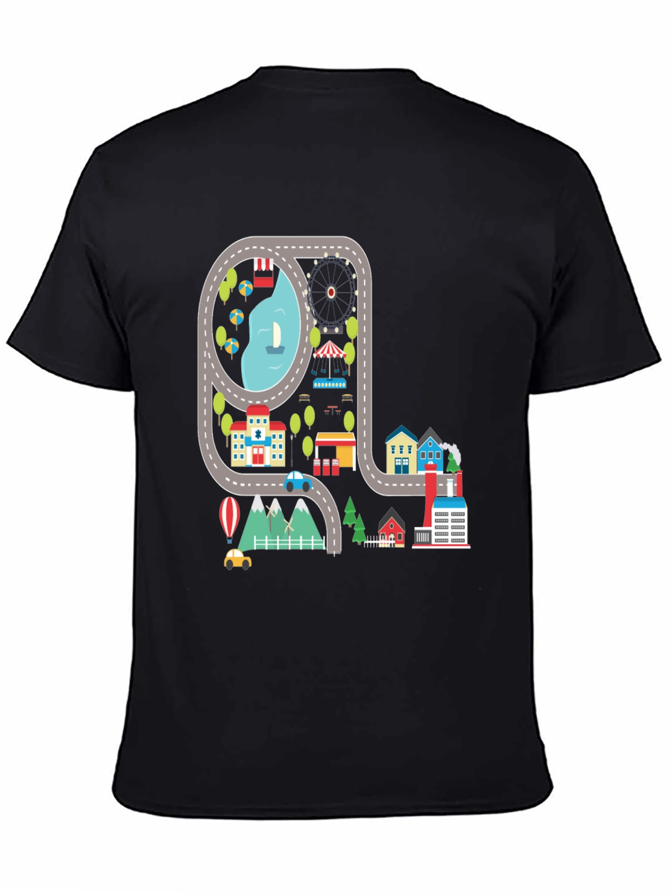 Road Map Cityscape Graphic Tee - Unique Design