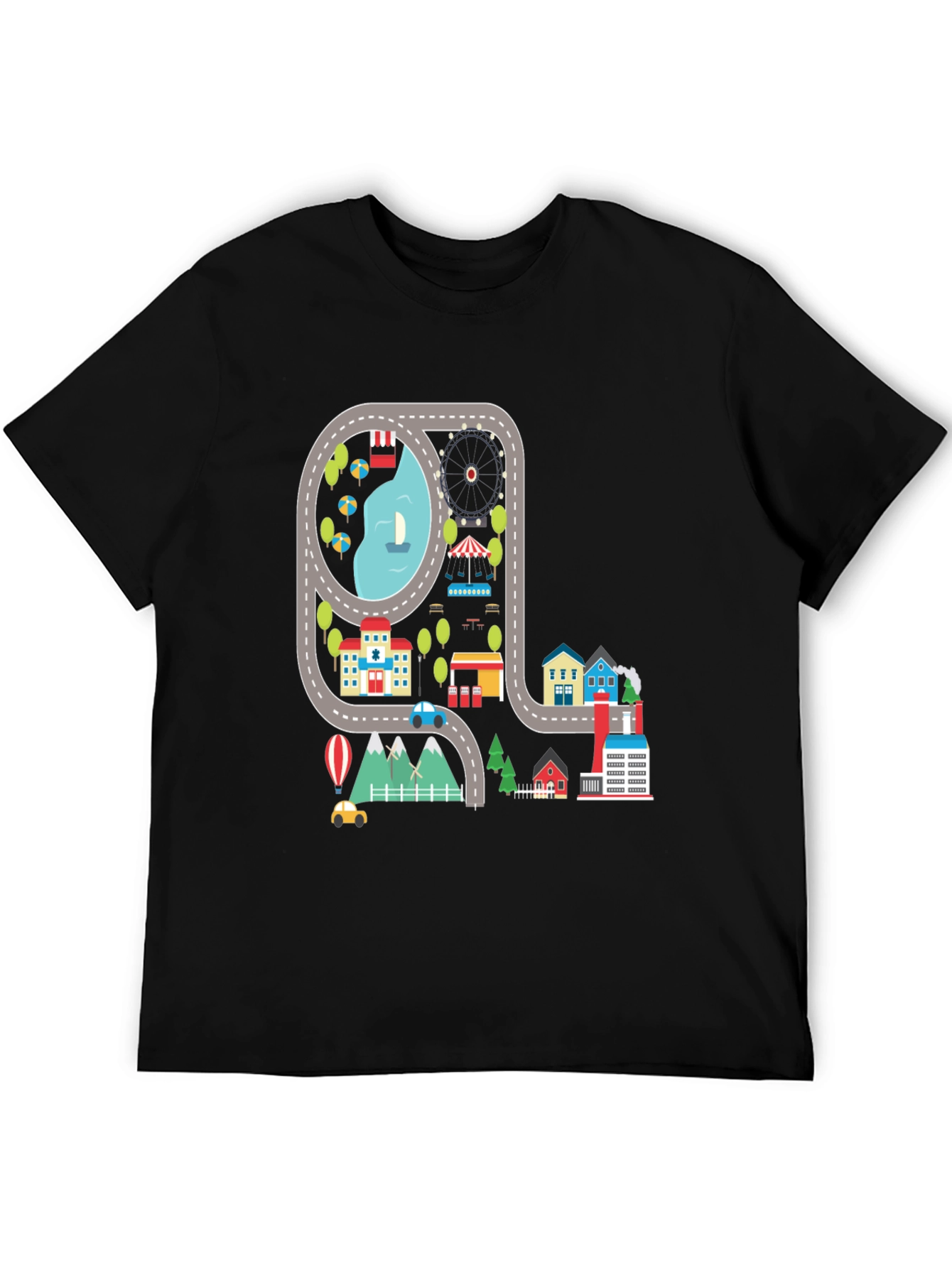 Road Map Cityscape Graphic Tee - Unique Design