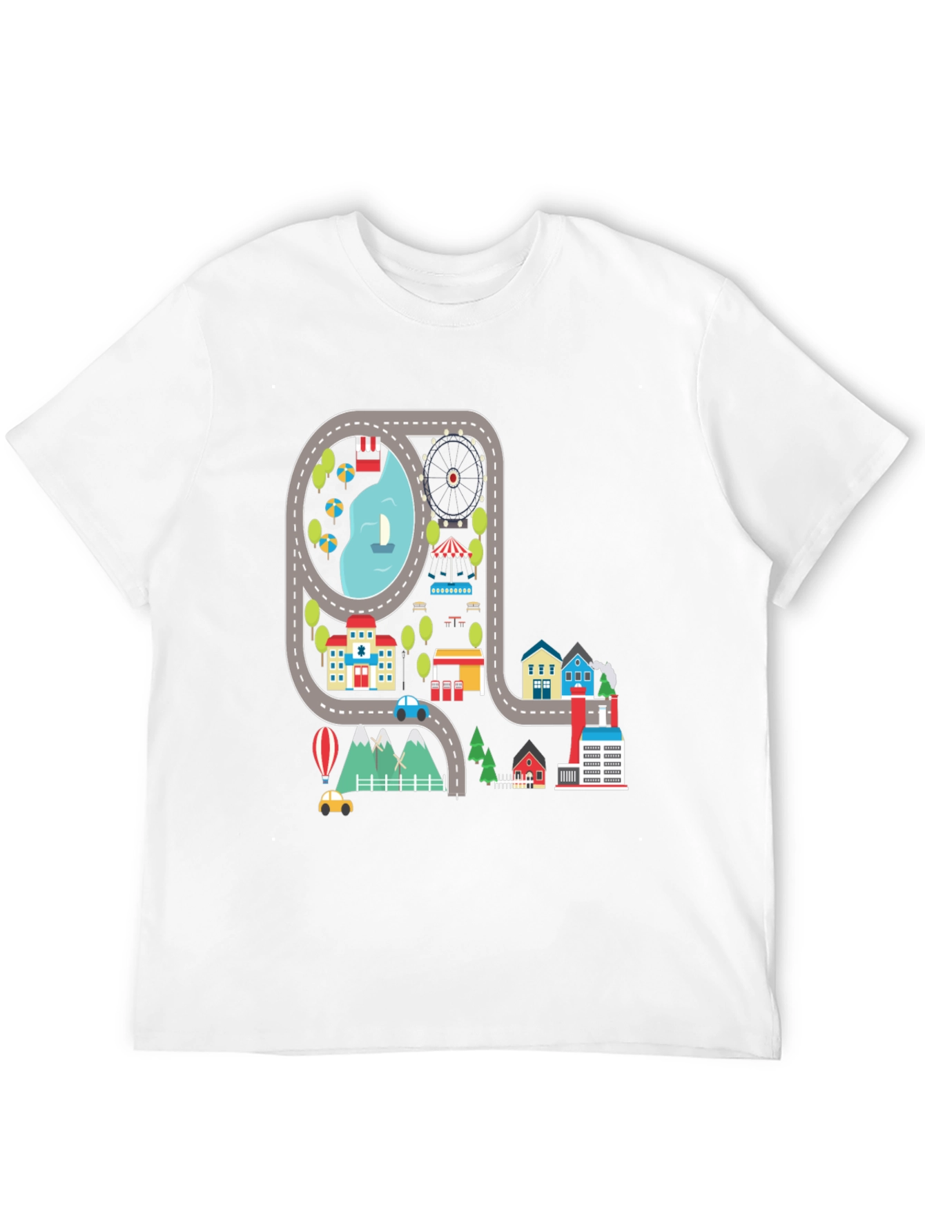 Road Map Cityscape Graphic Tee - Unique Design