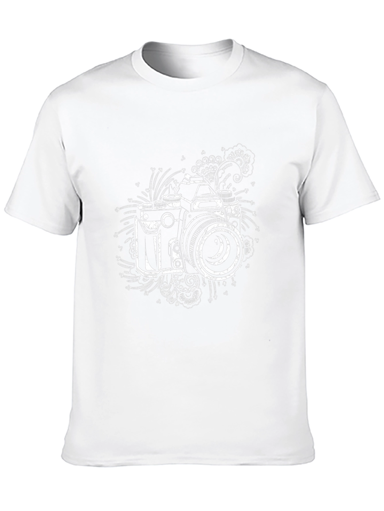Retro Camera Graphic Print Black T-Shirt