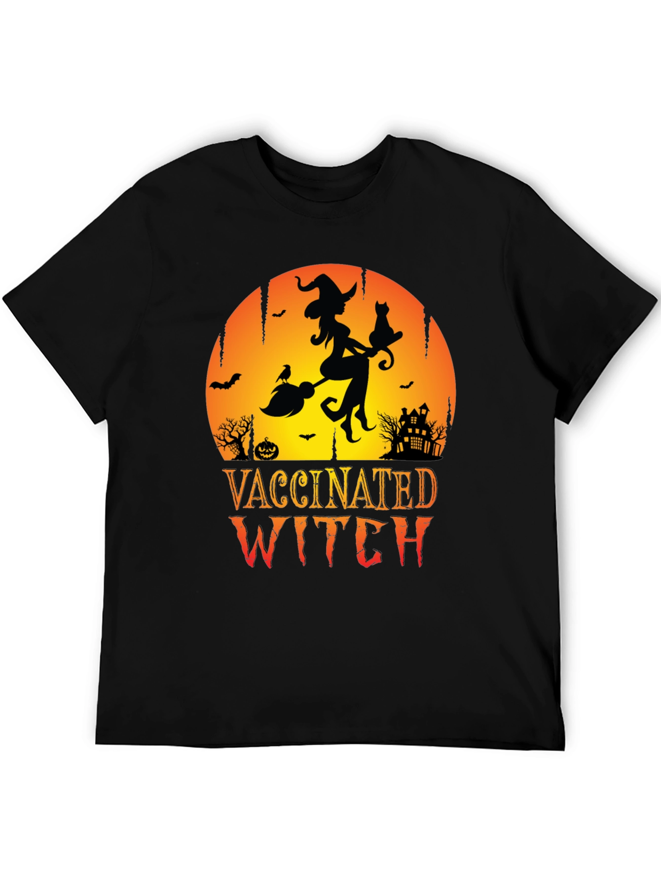 Vaccinated Witch Halloween T-Shirt