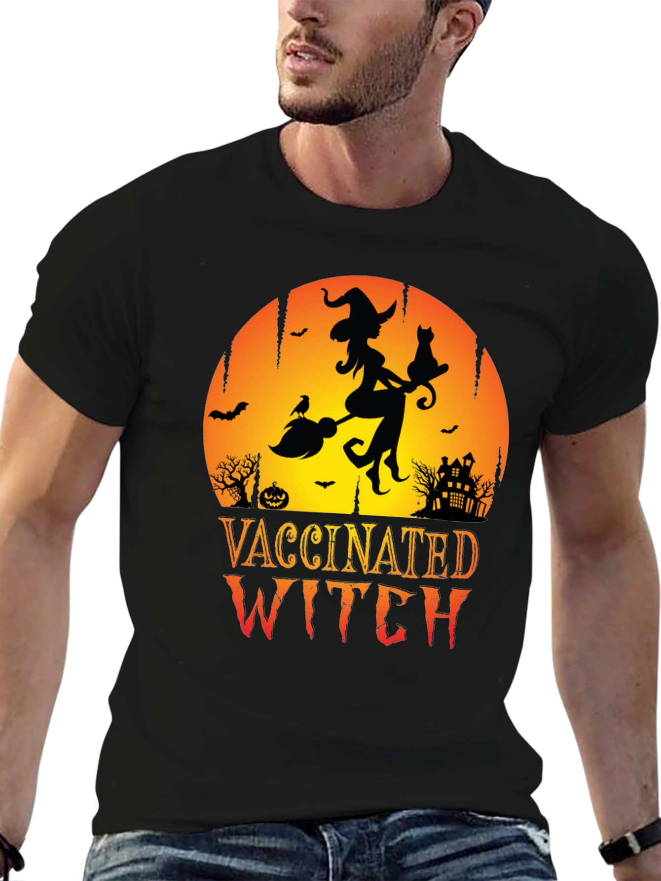 Vaccinated Witch Halloween T-Shirt