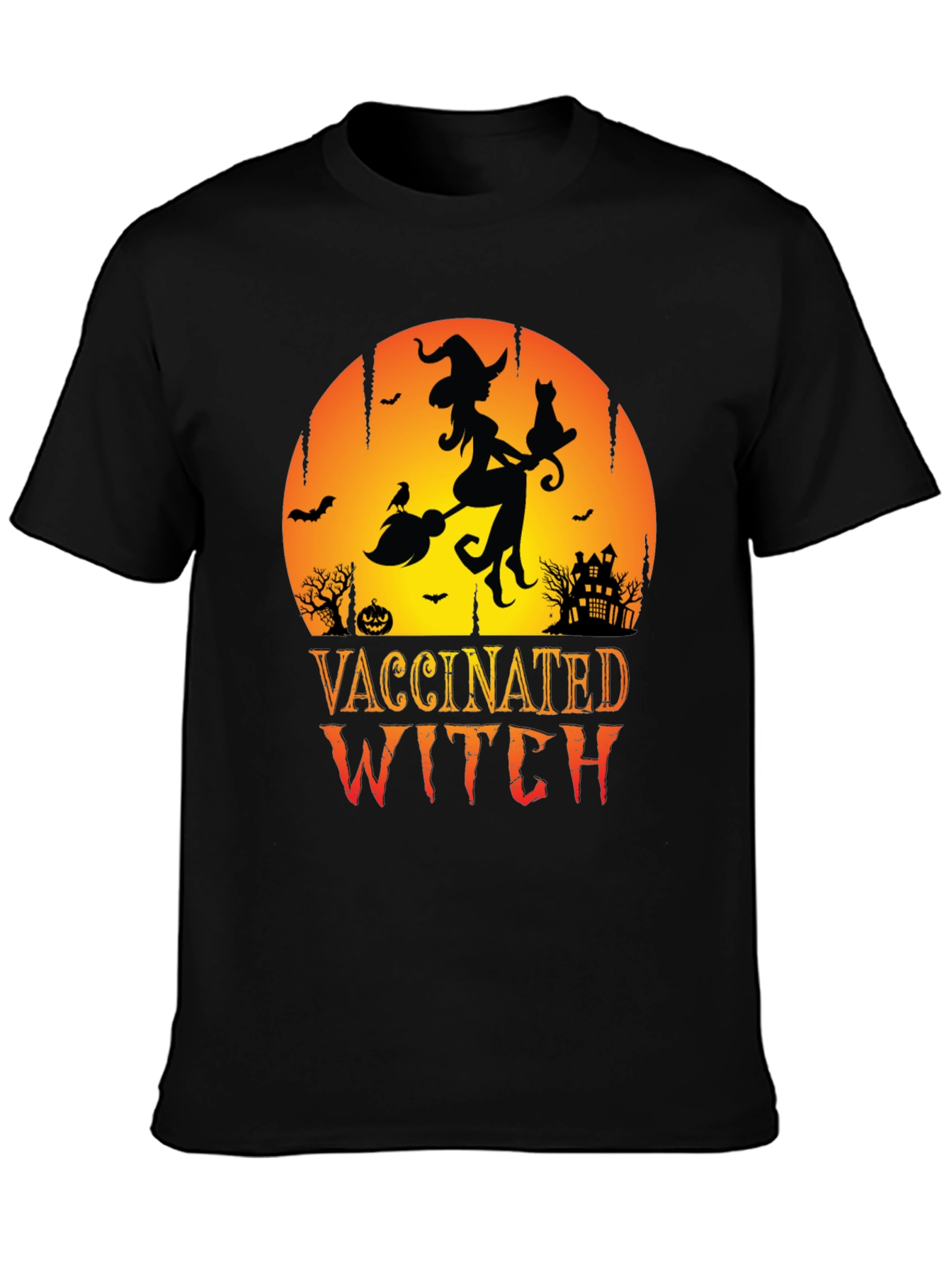 Vaccinated Witch Halloween T-Shirt
