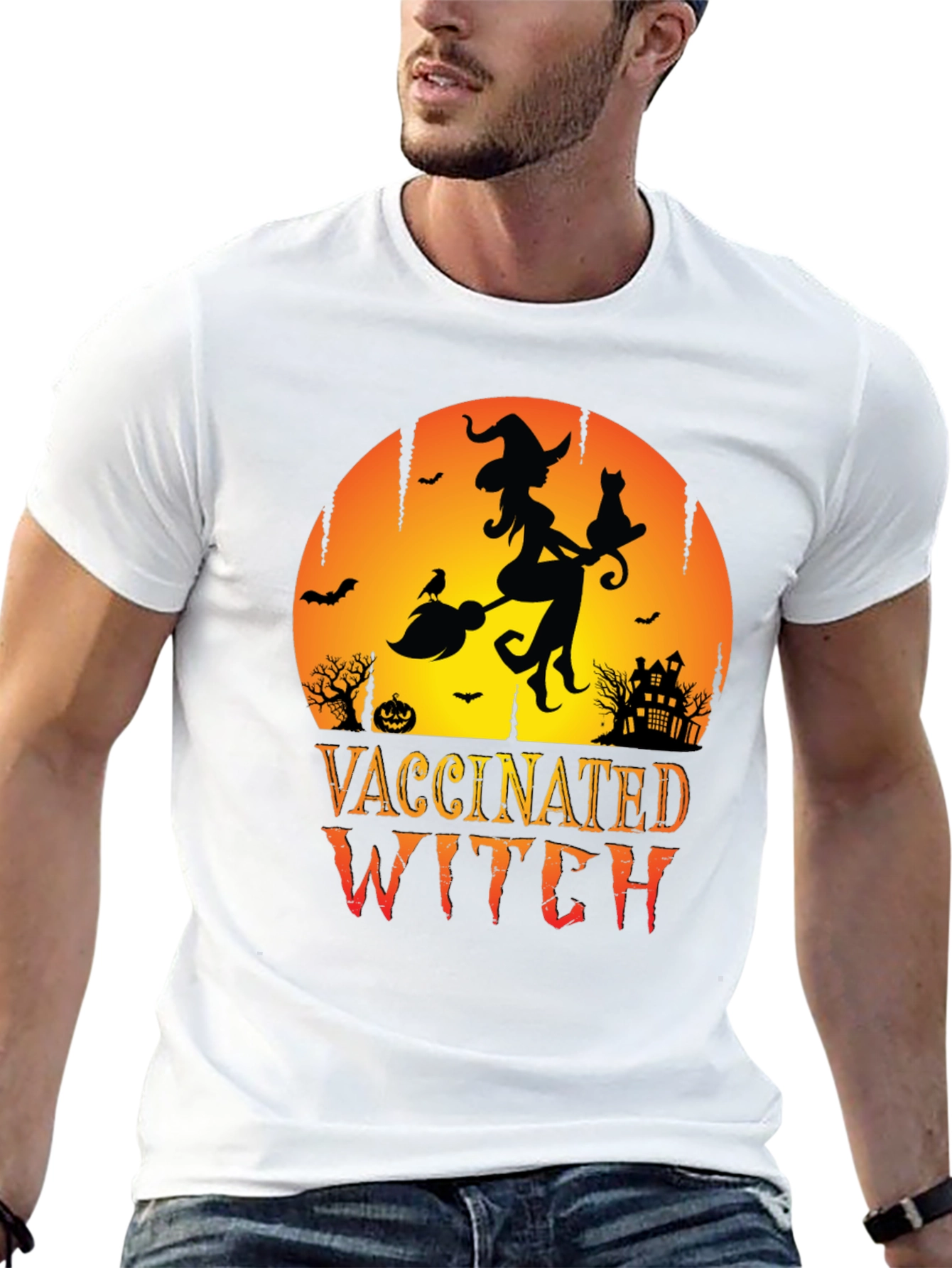 Vaccinated Witch Halloween T-Shirt