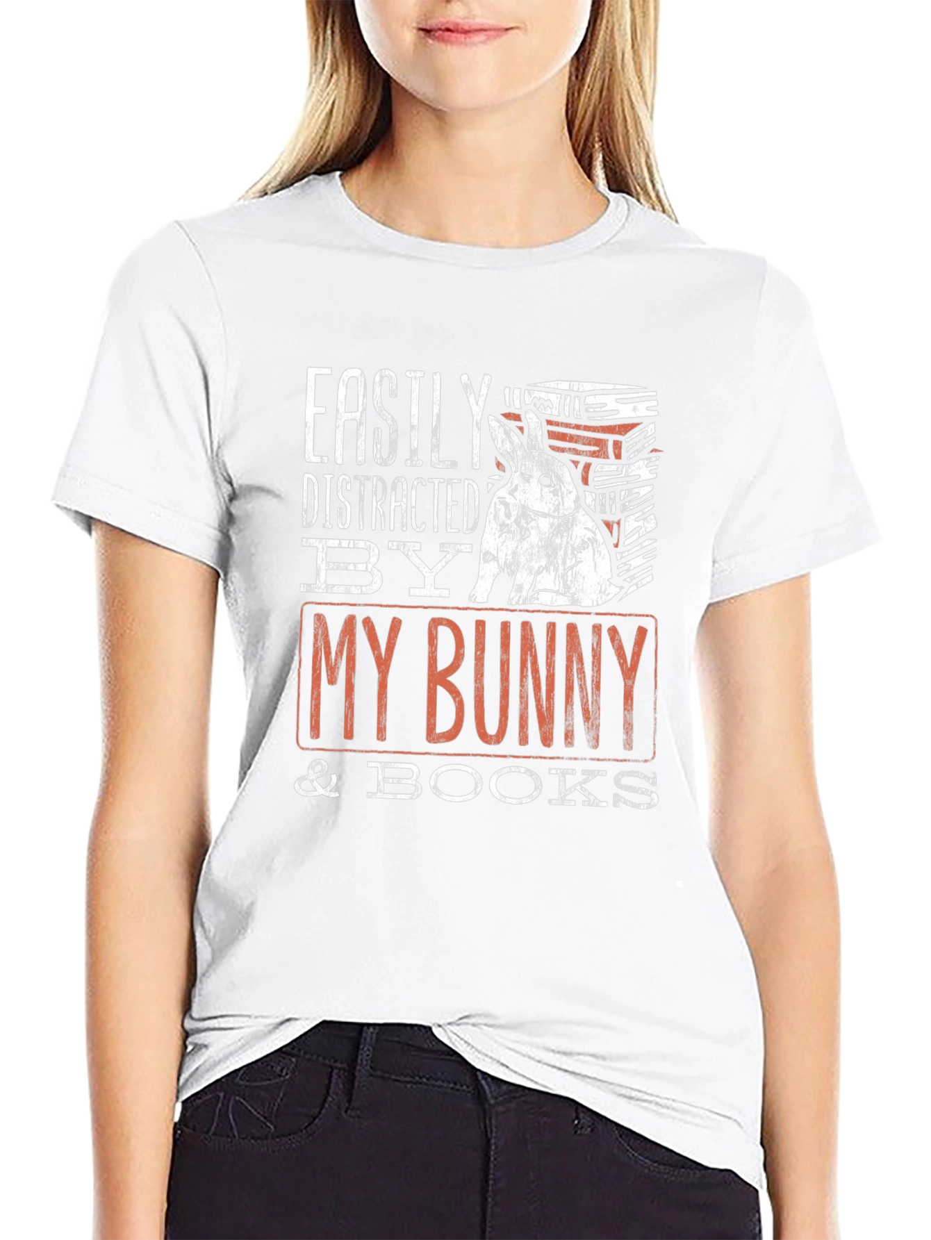 Easily Distracted by My Bunny & Books T-Shirt