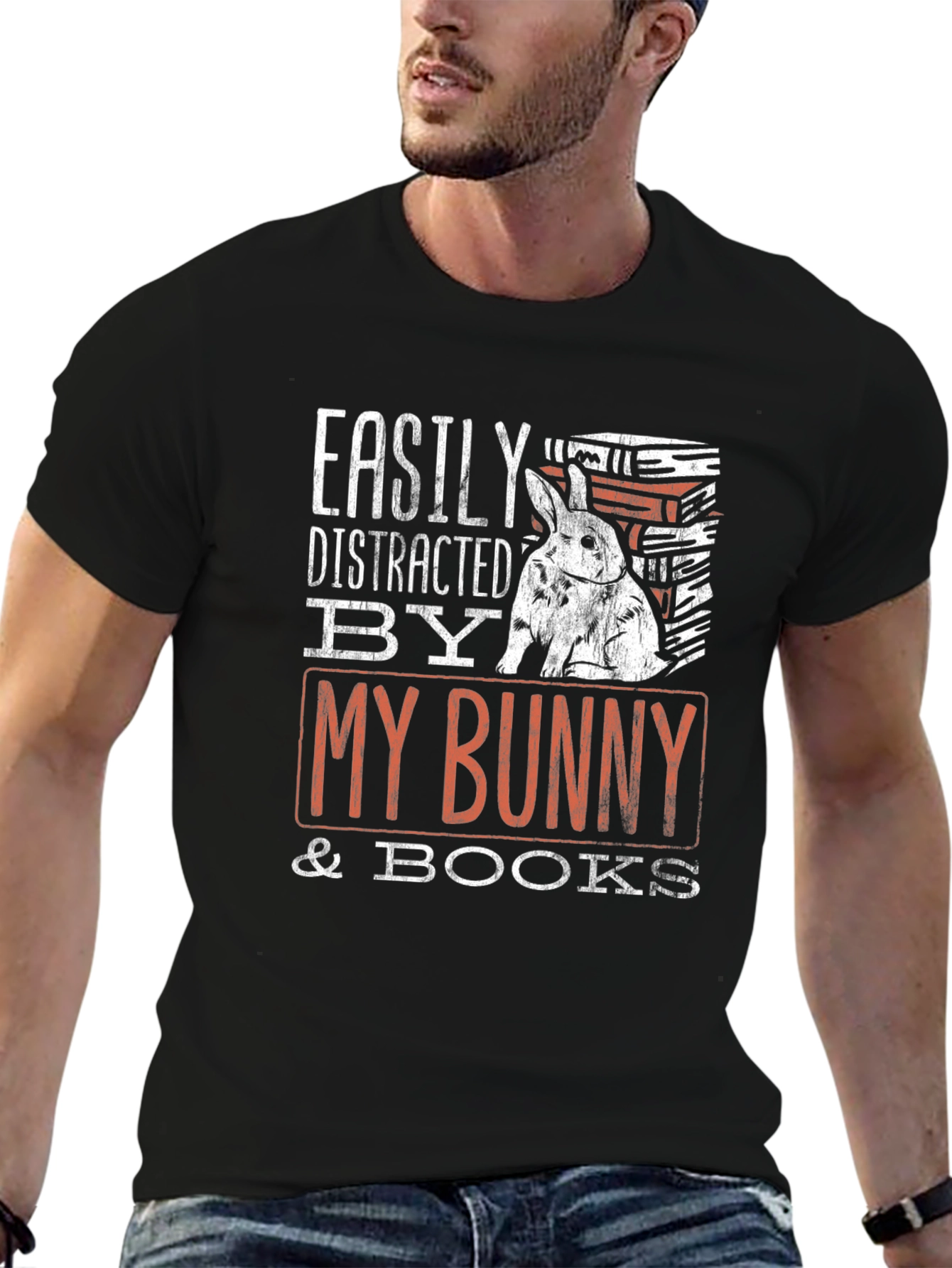 Easily Distracted by My Bunny & Books T-Shirt