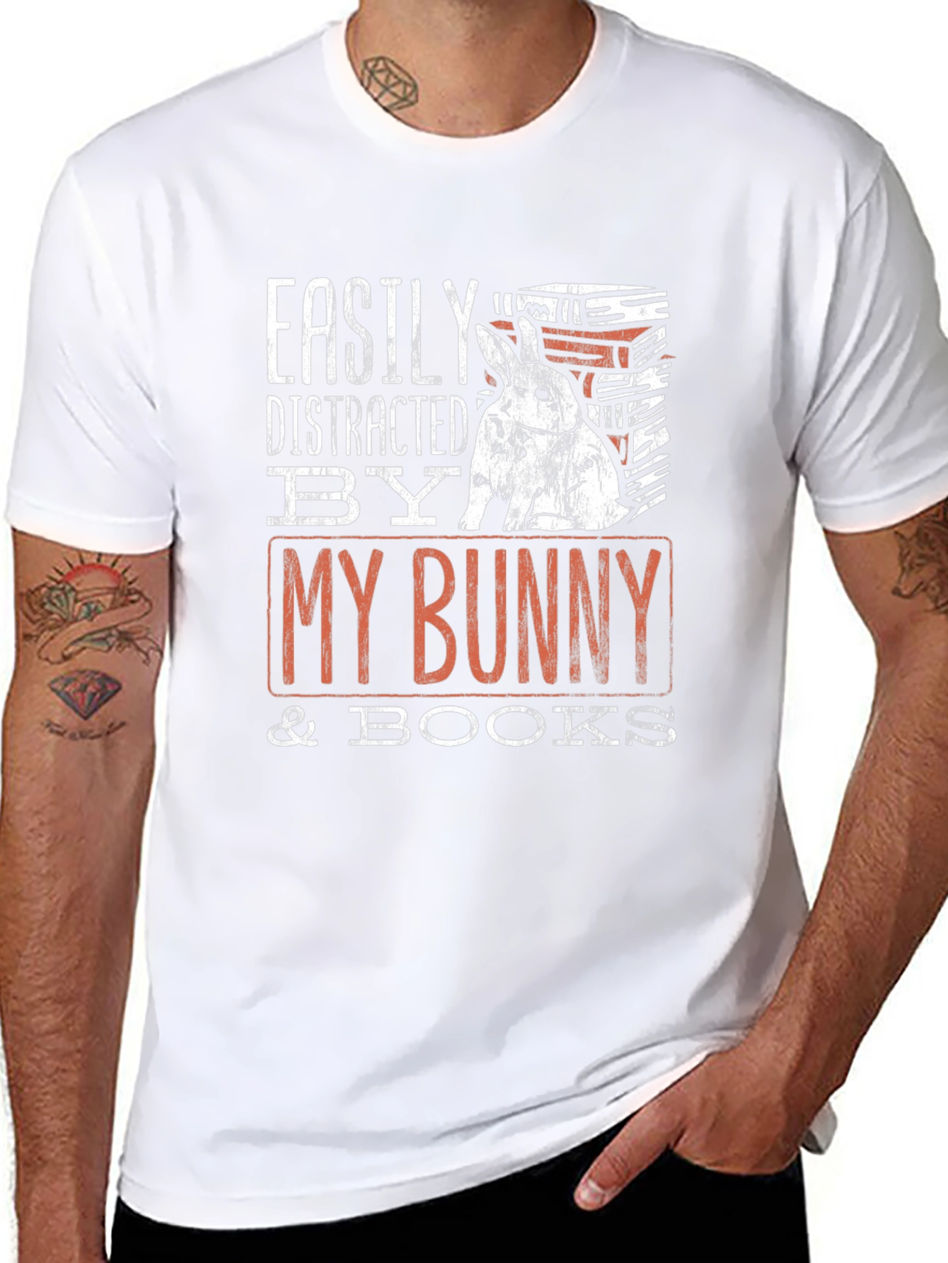 Easily Distracted by My Bunny & Books T-Shirt